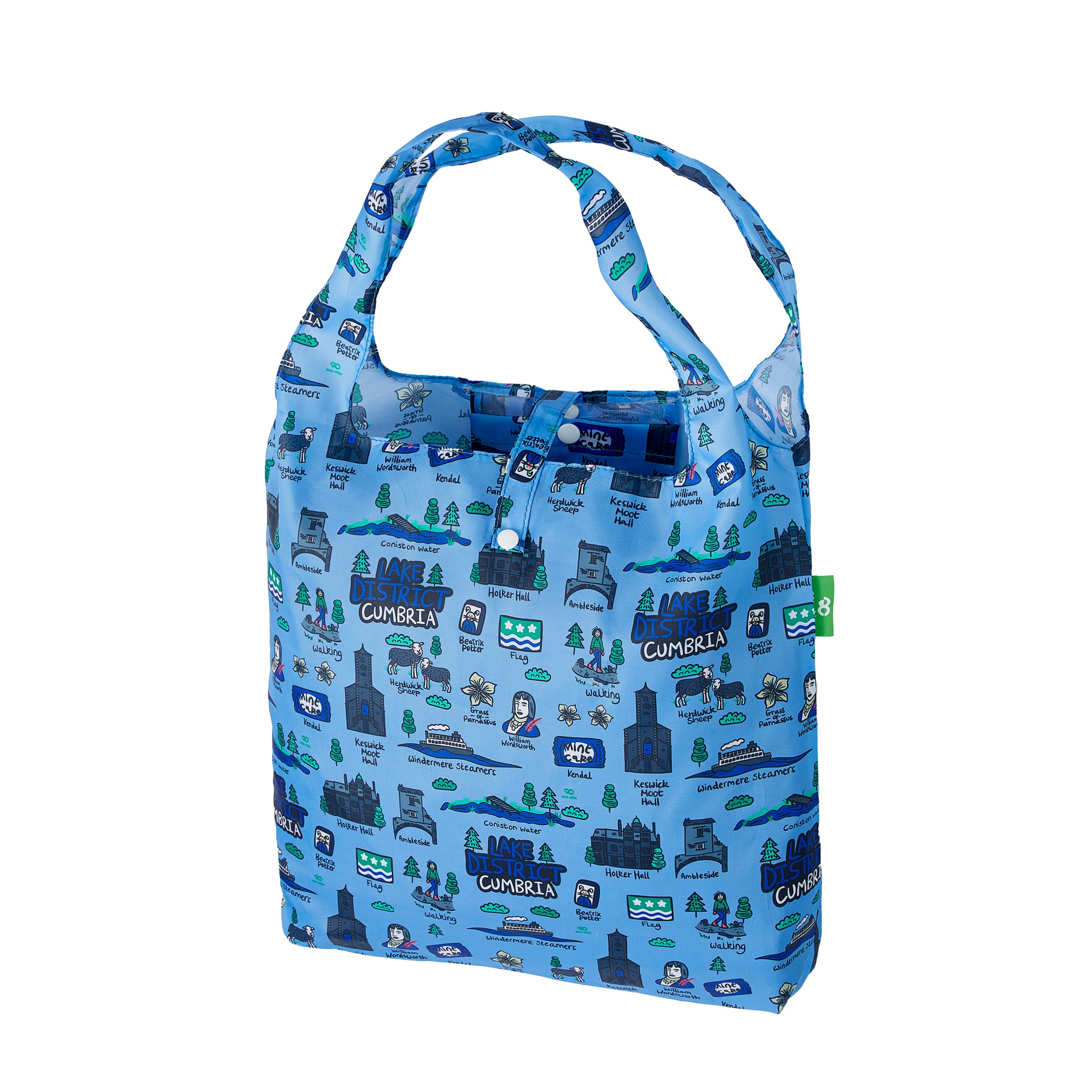 A100BU - Eco Chic Foldable Reusable Shopping Bag Cumbria Blue (Pack of 2)