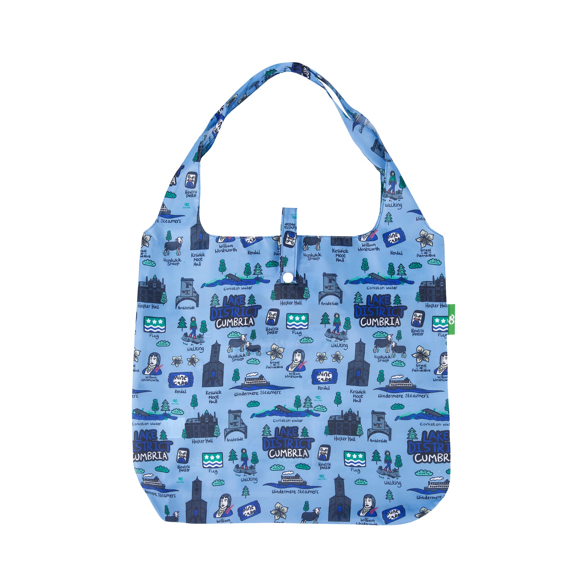 A100BU - Eco Chic Foldable Reusable Shopping Bag Cumbria Blue (Pack of 2)