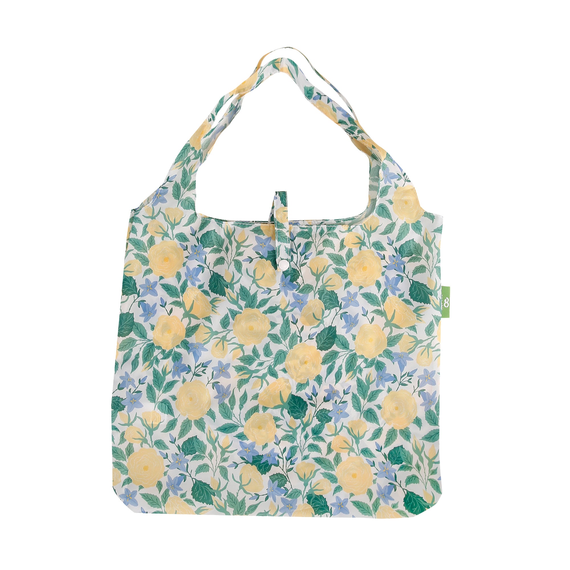 A101WT - Eco Chic Foldable Reusable Shopping Bag Yellow Flowers White (Pack of 2)