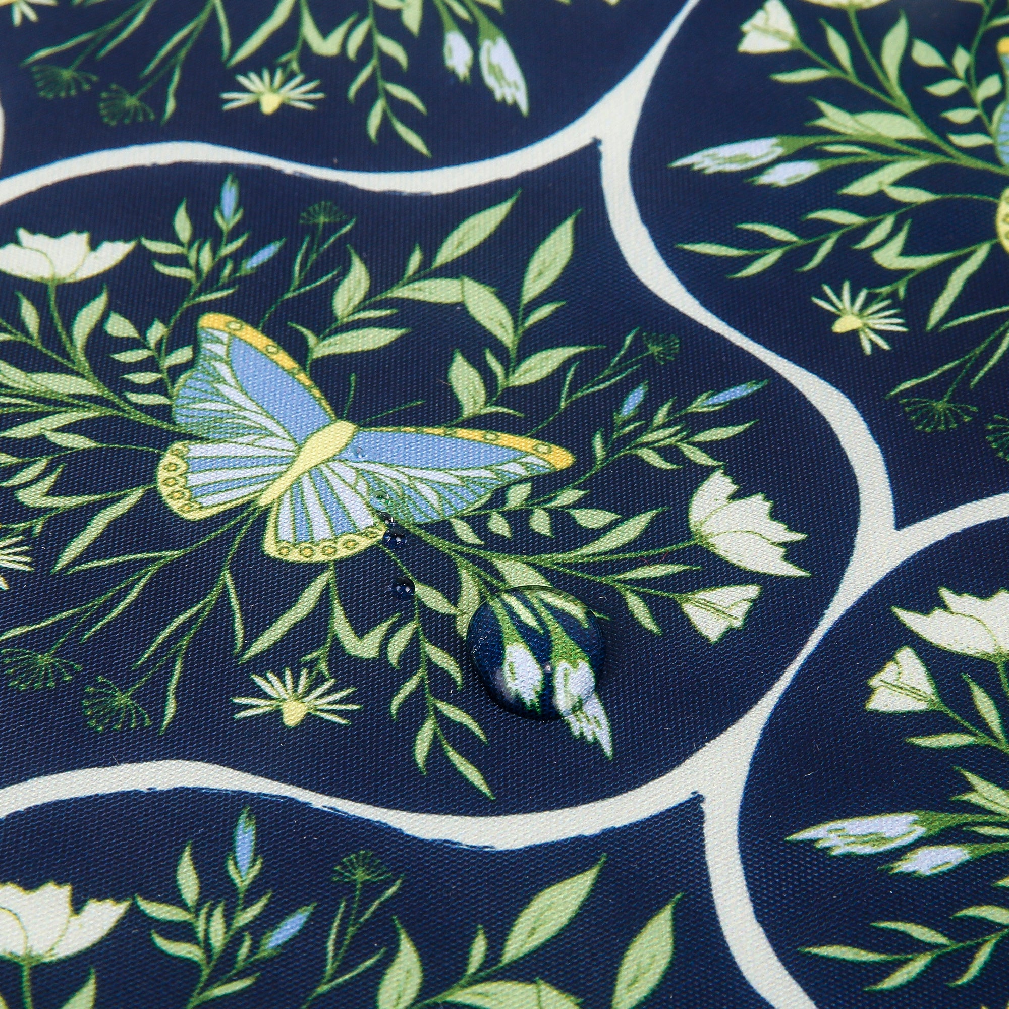 A103NY - Eco Chic Foldable Reusable Shopping Bag Butterflies Navy (Pack of 2)