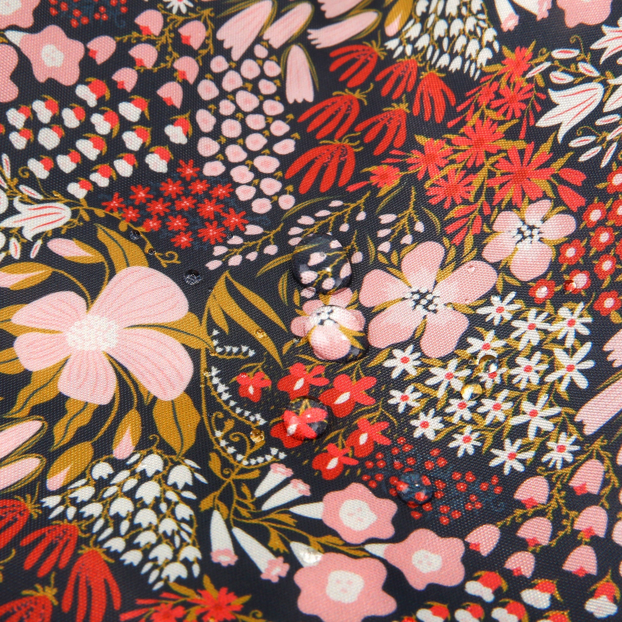 A104RD - Eco Chic Foldable Reusable Shopping Bag Mixed Flowers Red (Pack of 2)