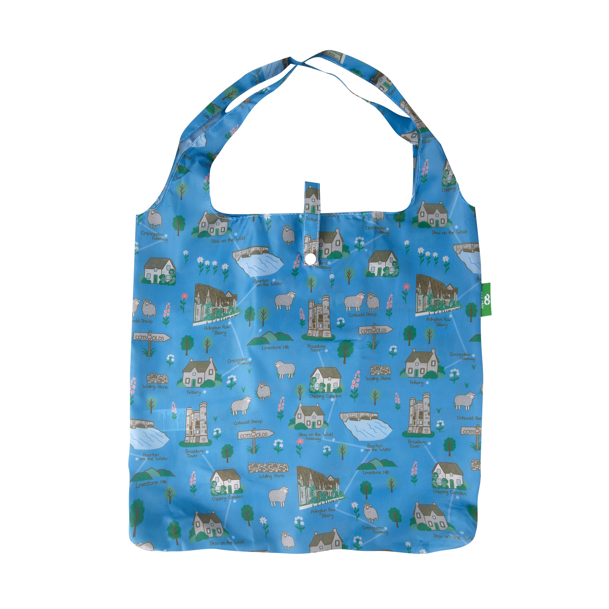 A106BU - Eco Chic Lightweight Foldable Reusable Shopping Bag Cotswolds Blue (Pack of 2)