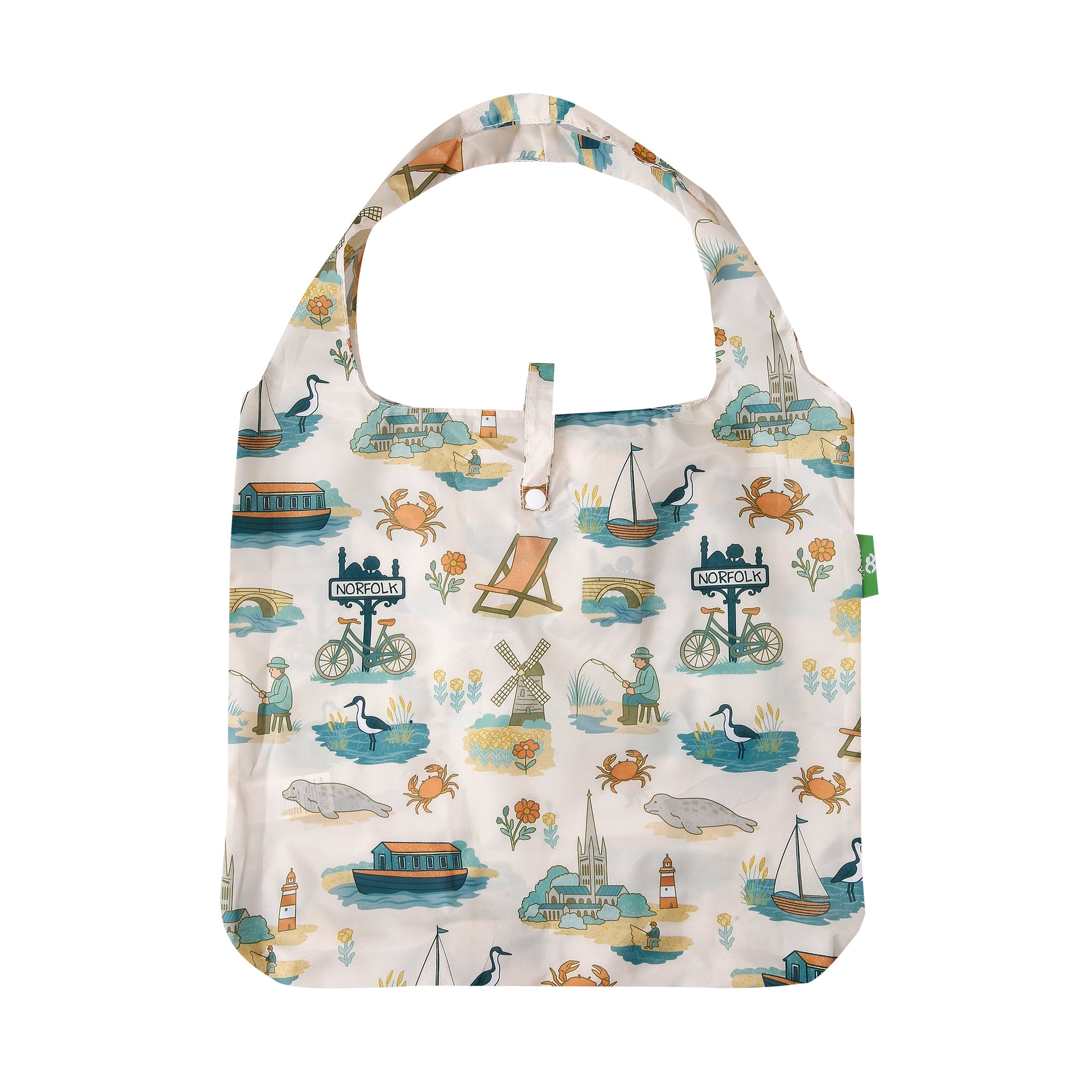 A107BG - Eco Chic Lightweight Foldable Reusable Shopping Bag Norfolk Beige (Pack of 2)