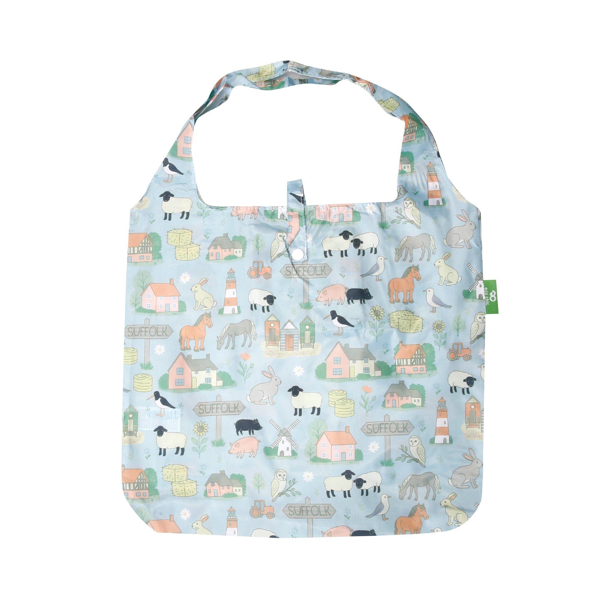 A109BU - Eco Chic Lightweight Foldable Reusable Shopping Bag Suffolk Blue (Pack of 2)