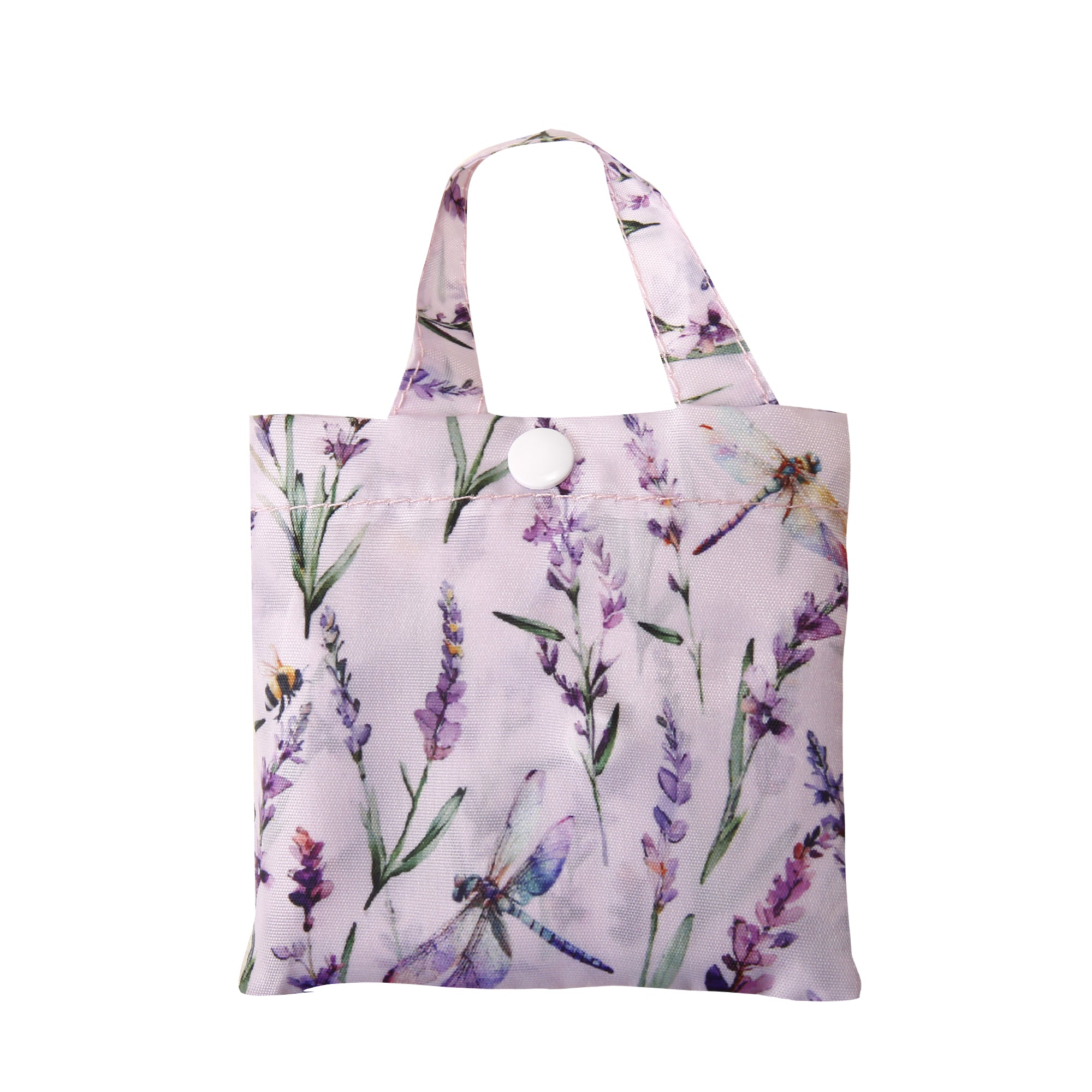 A113LC - Eco Chic Lightweight Foldable Reusable Shopping Bag Lavender with Dragonfly Lilac (Pack of 2)
