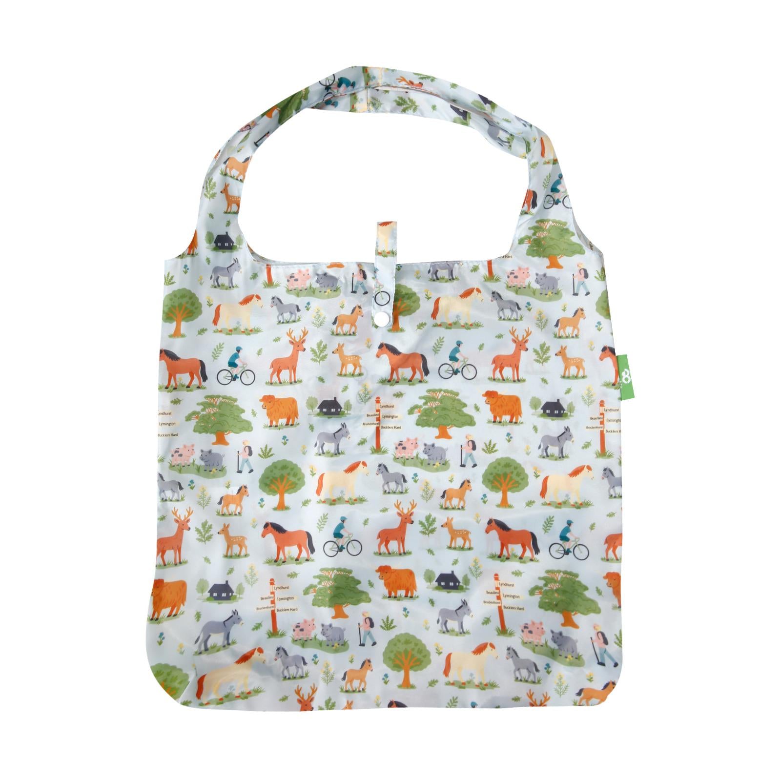 A123BU - Eco Chic Lightweight Foldable Reusable Shopping Bag New Forest Blue (Pack of 2)