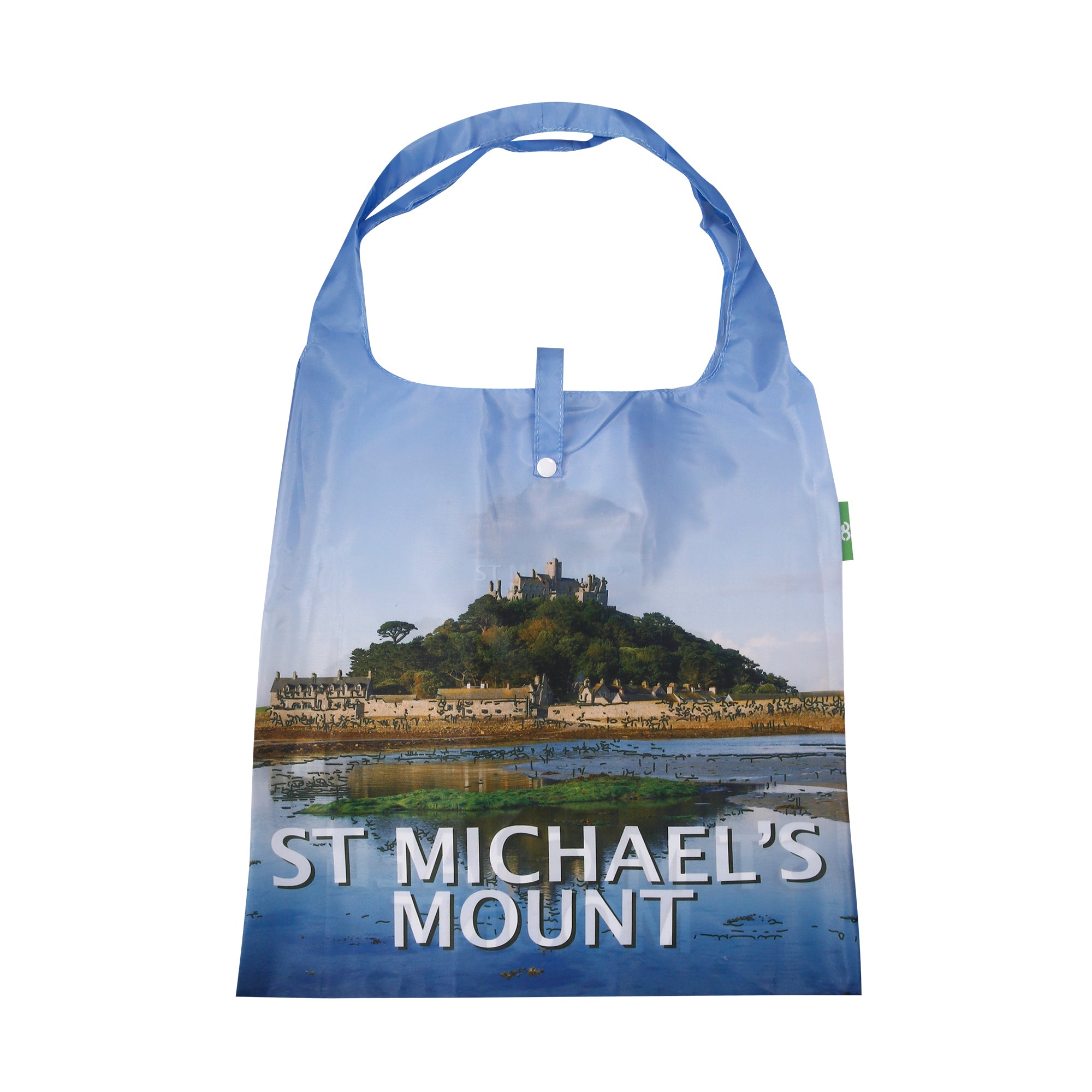 A124BU - Eco Chic Lightweight Foldable Reusable Shopping Bag St Michael's Mount Blue (Pack of 2)