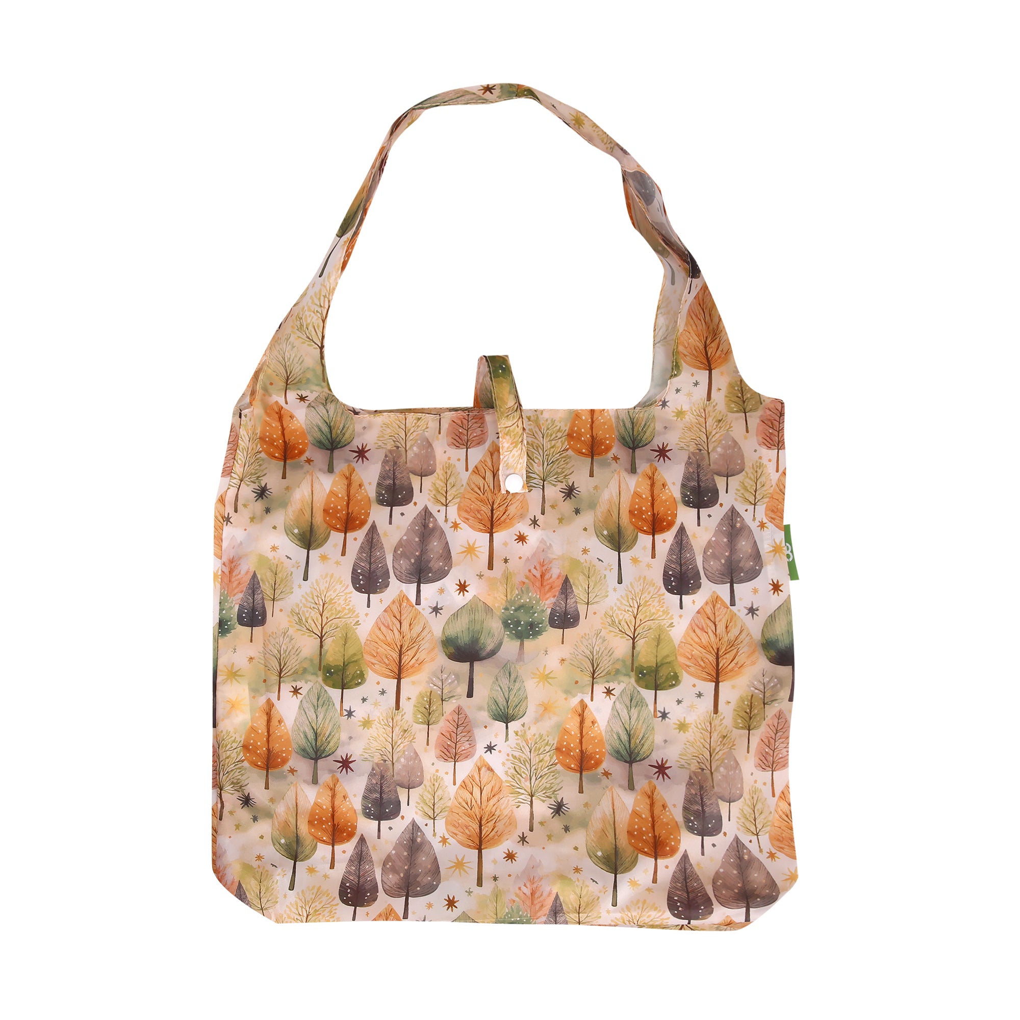 A126BG - Eco Chic Lightweight Foldable Reusable Shopping Bag Rhythm of Trees Beige (Pack of 2)