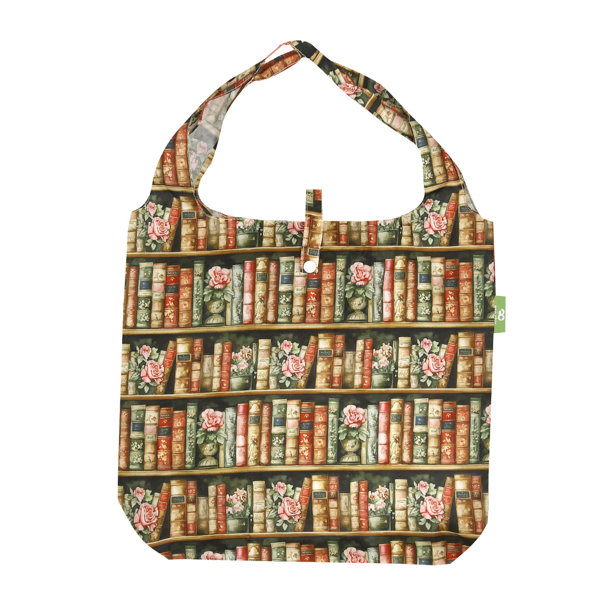 A127ME - Eco Chic Lightweight Foldable Reusable Shopping Bag Books and Roses Multiple (Pack of 2)