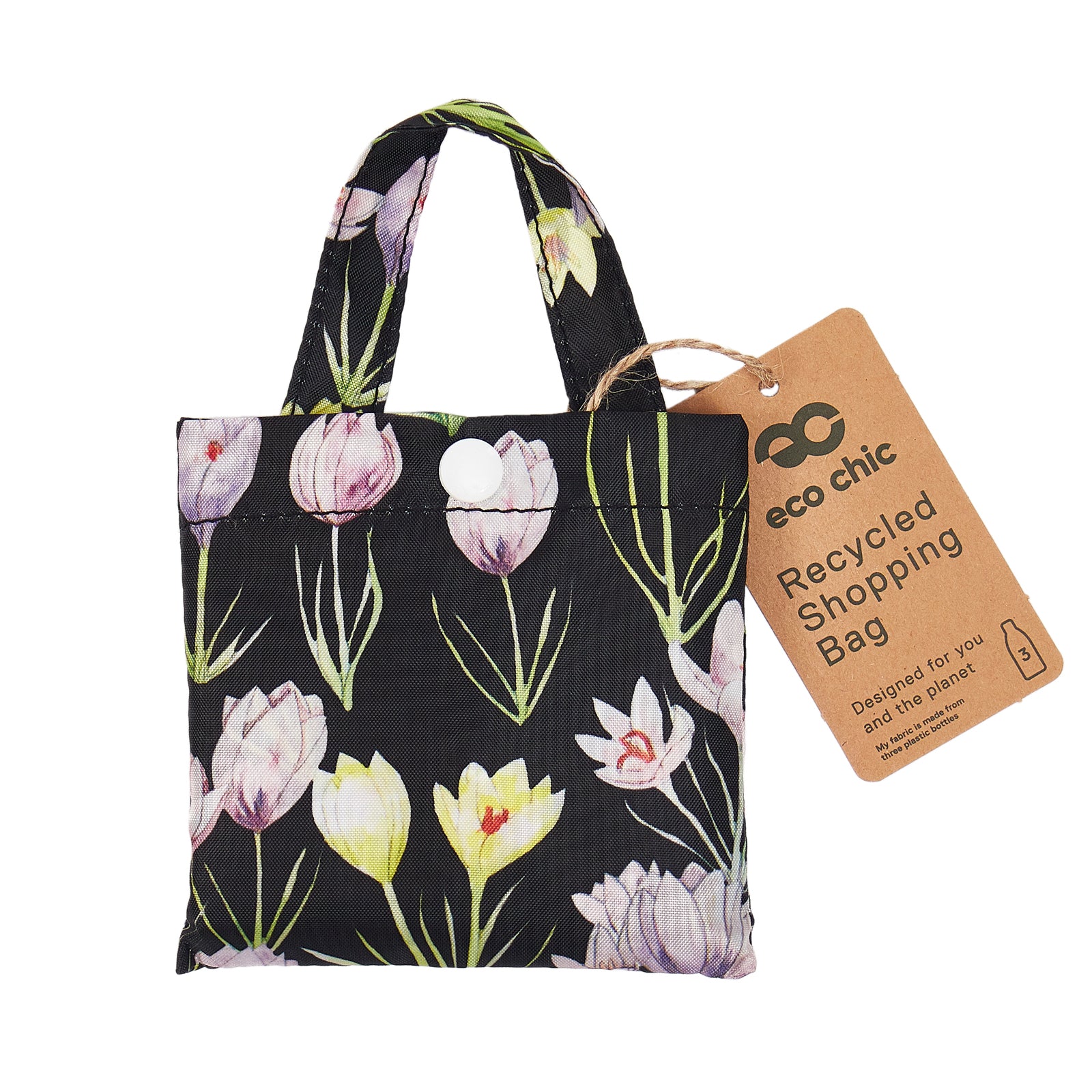 A51BK - Eco Chic Foldable Reusable Shopping Bag Crocus Black
