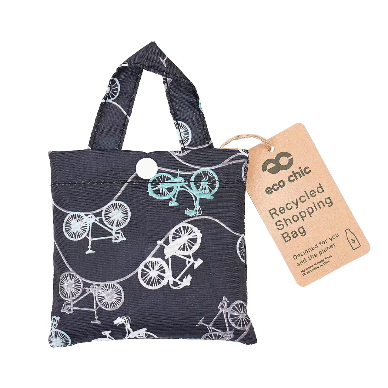 A56BK - Eco Chic Foldable Reusable Shopping Bag Bicycle Black