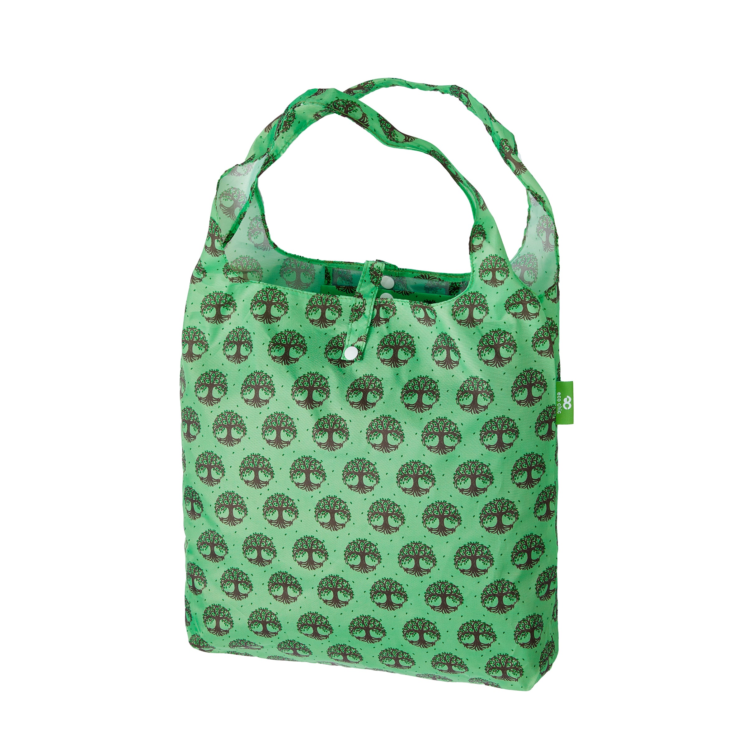 A96GN - Eco Chic Lightweight Foldable Reusable Shopping Bag New Tree of Life Green (Pack of 2)