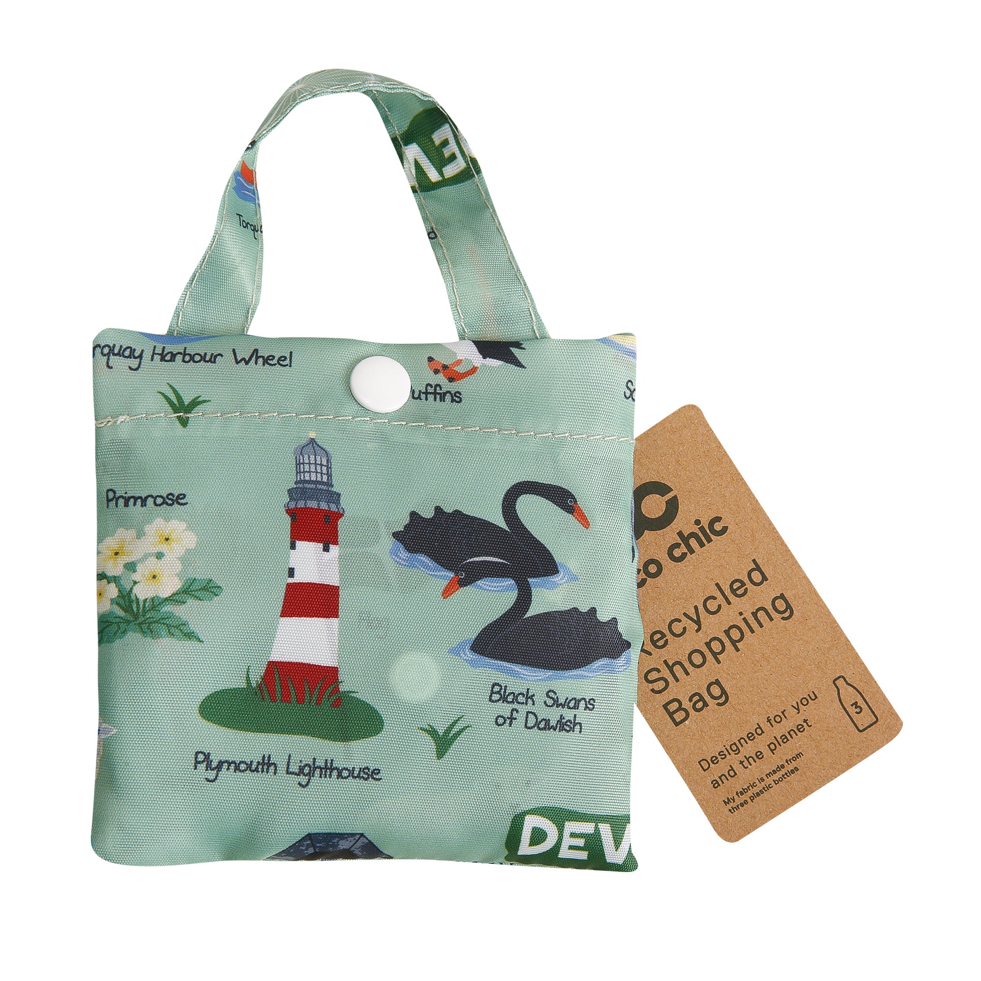 A98GN - Sac de courses pliable et réutilisable Eco Chic Devon Green (lot de 2)