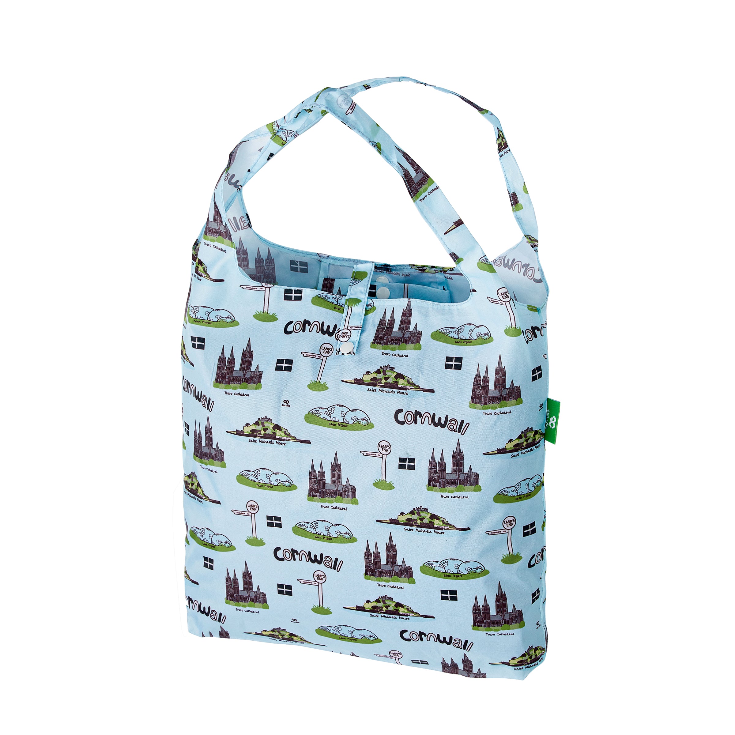 A99BU - Eco Chic Foldable Reusable Shopping Bag Cornwall Blue (Pack of 2)