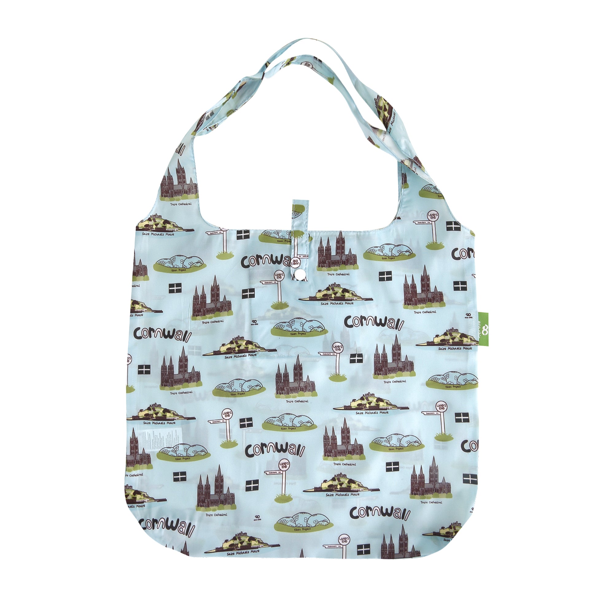 A99BU - Eco Chic Foldable Reusable Shopping Bag Cornwall Blue (Pack of 2)