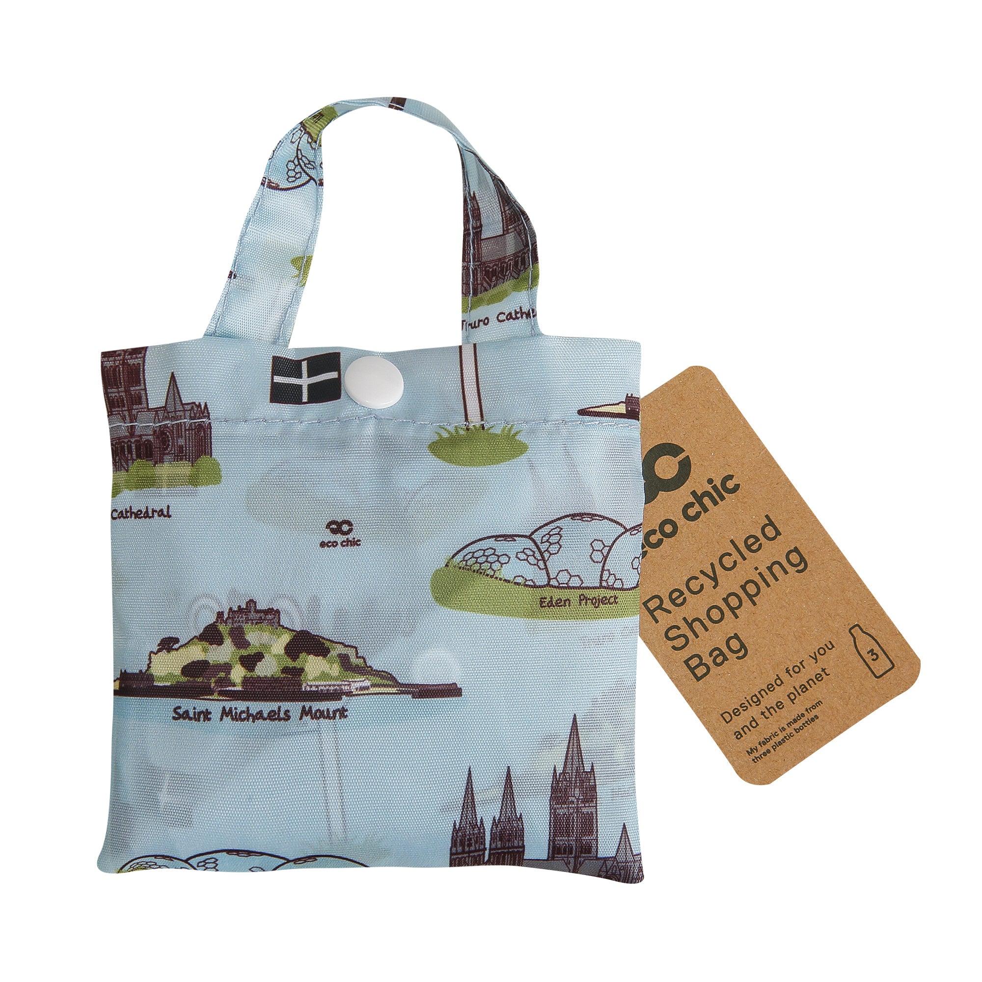 A99BU - Sac de courses pliable et réutilisable Eco Chic Bleu Cornouailles (lot de 2)