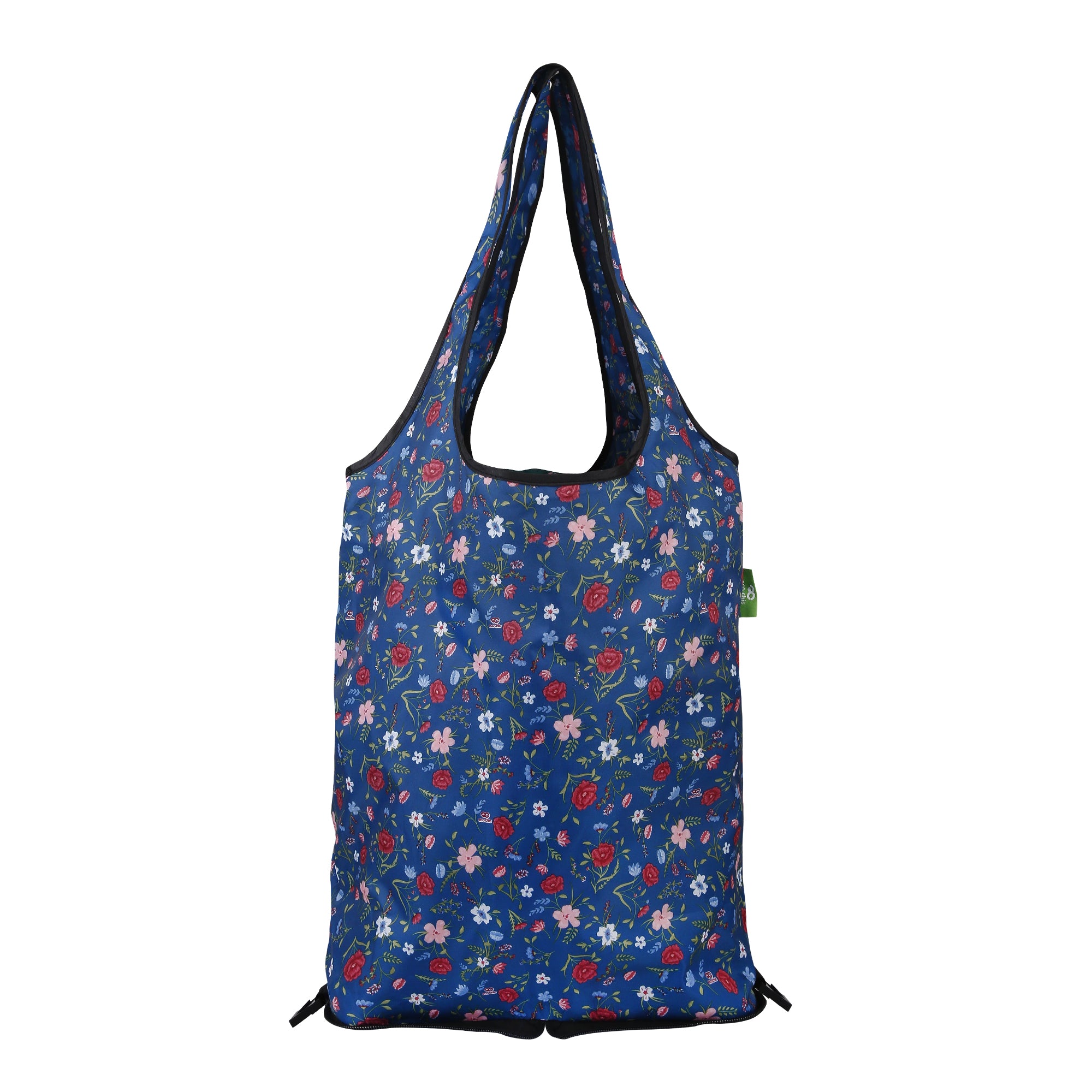 AW61NY - Sac de rechange pliable pour chariot de courses Eco Chic, motif floral bleu marine (lot de 2)