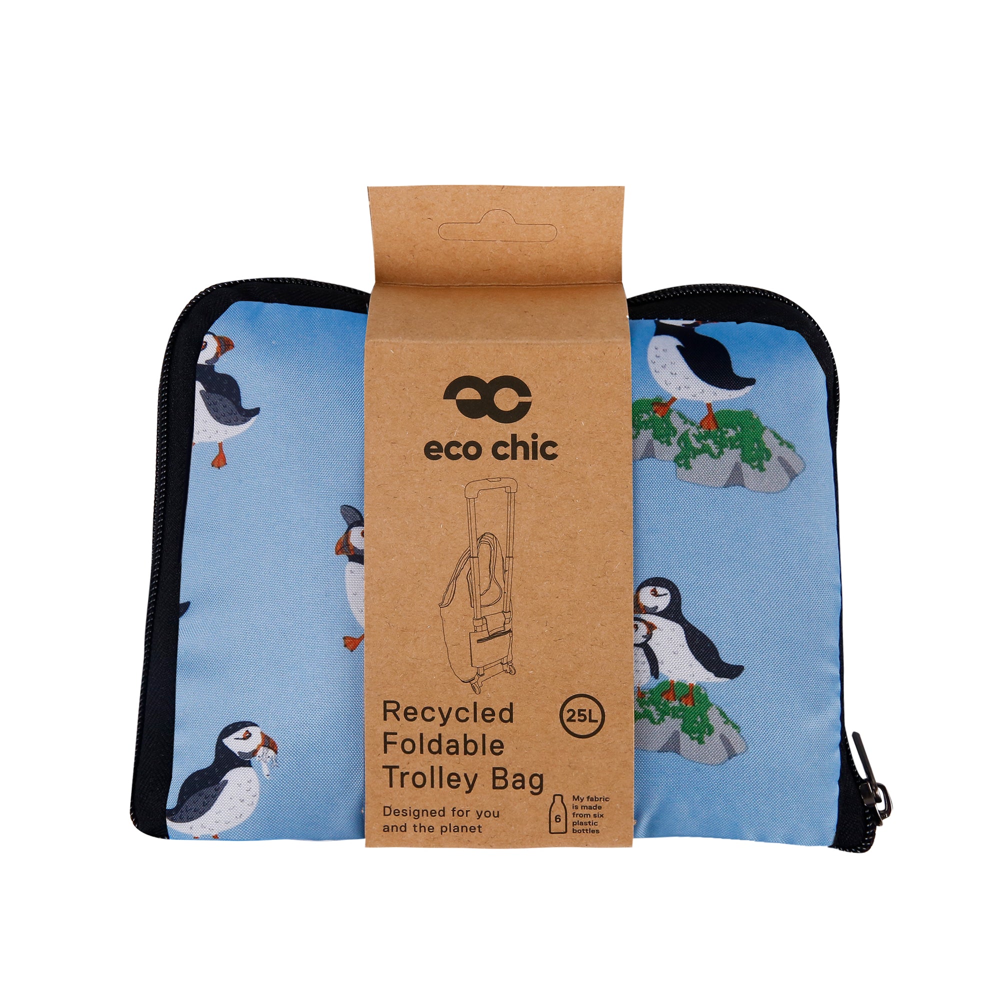 AW78BU - Sac de rechange pour chariot de courses pliable Eco Chic, bleu multi-macareux (lot de 2)
