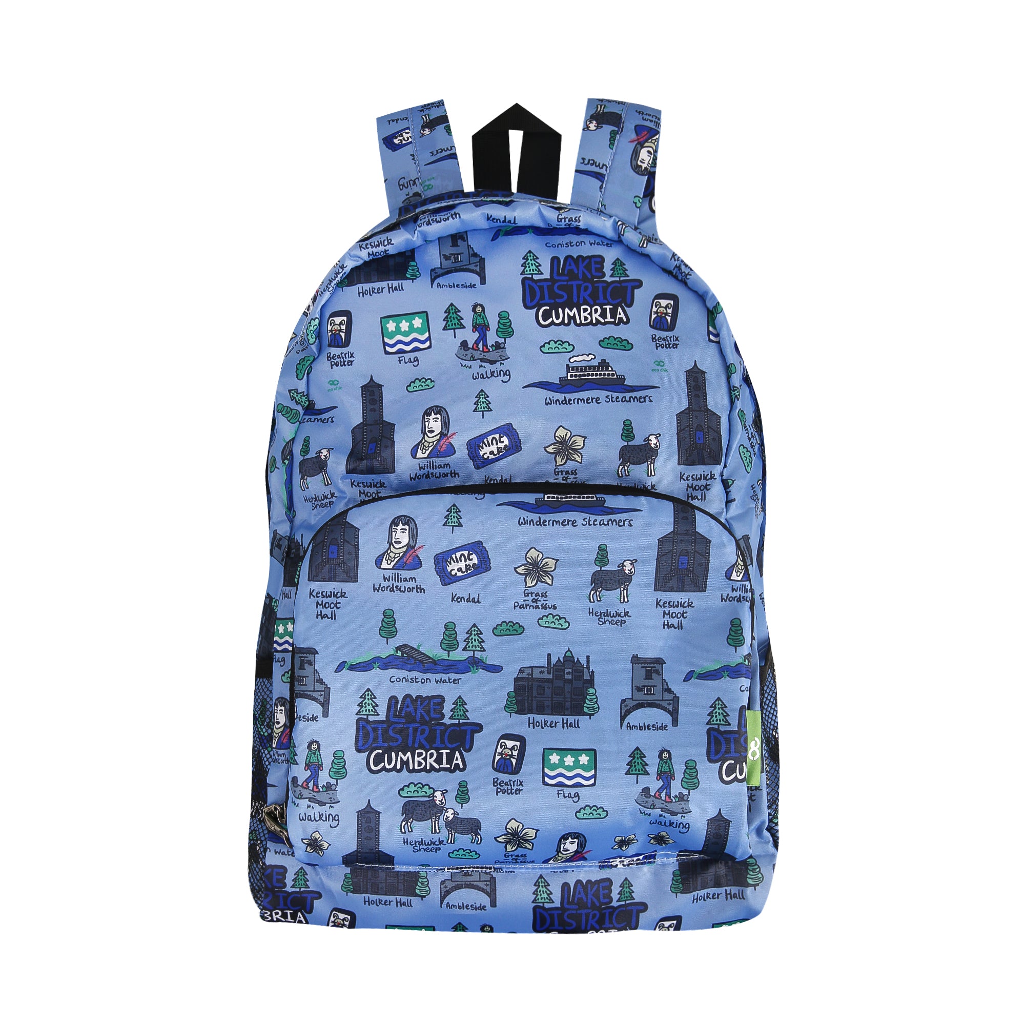 B100BU - Eco Chic Lightweight Foldable Backpack Cumbria Blue (Pack of 2)