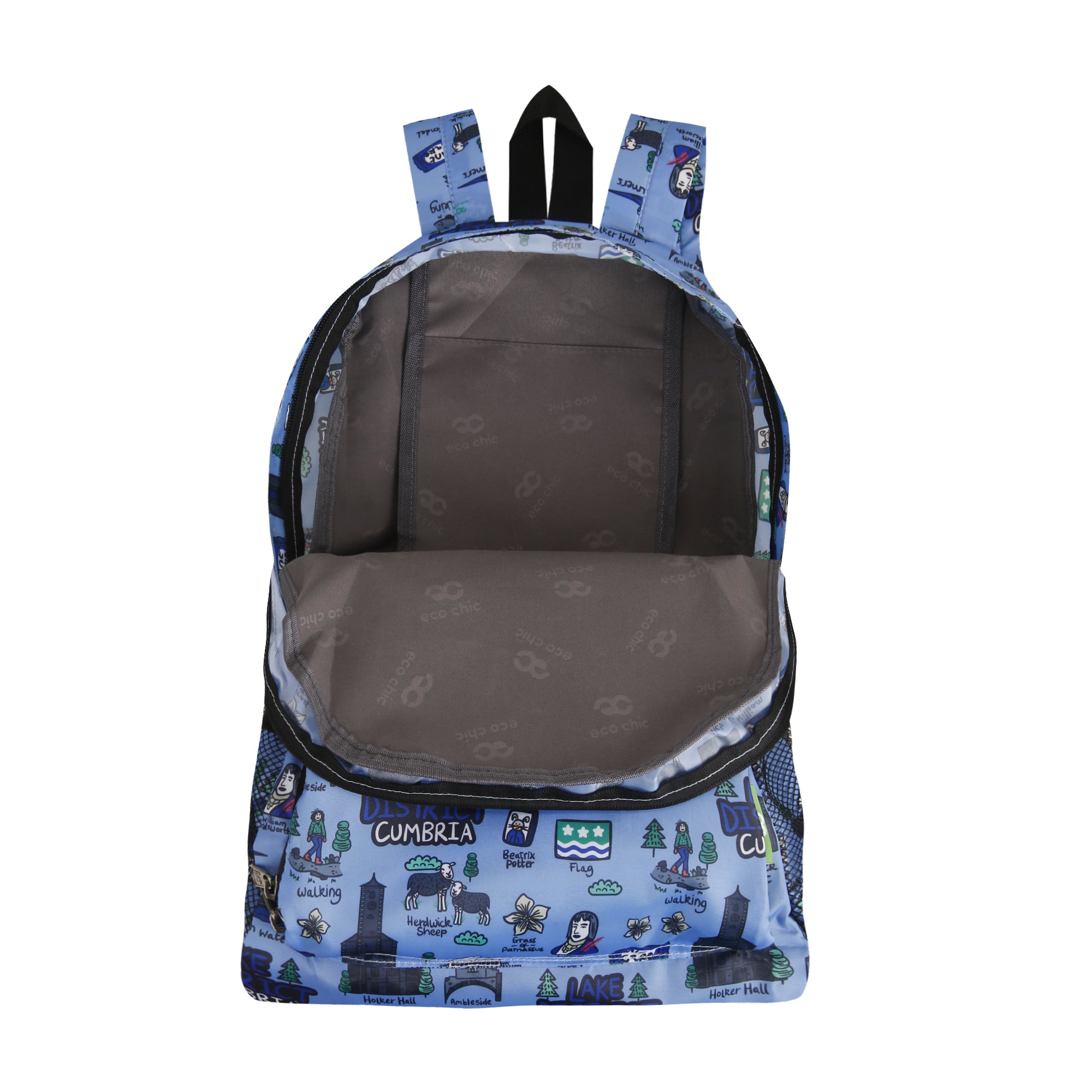 B100BU - Eco Chic Lightweight Foldable Backpack Cumbria Blue (Pack of 2)