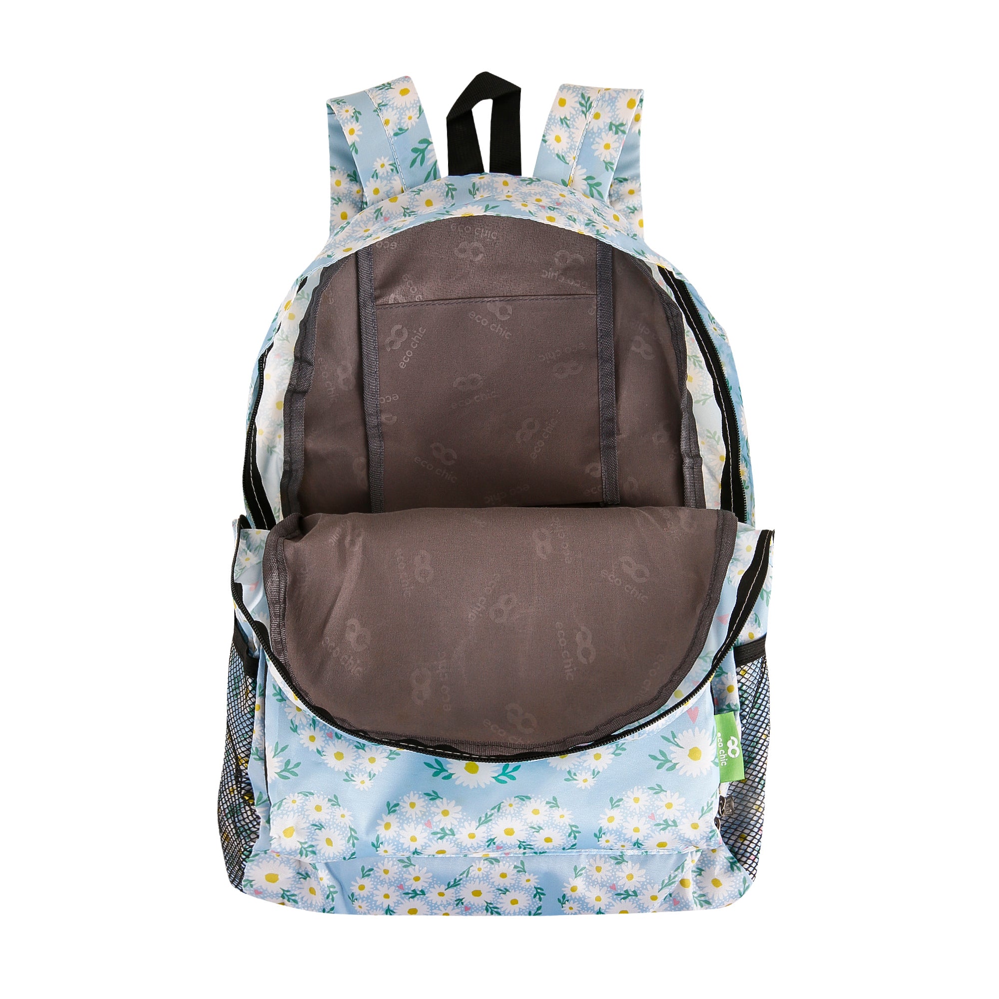 B102BU - Eco Chic Lightweight Foldable Backpack Daisy Hearts Blue (Pack of 2)
