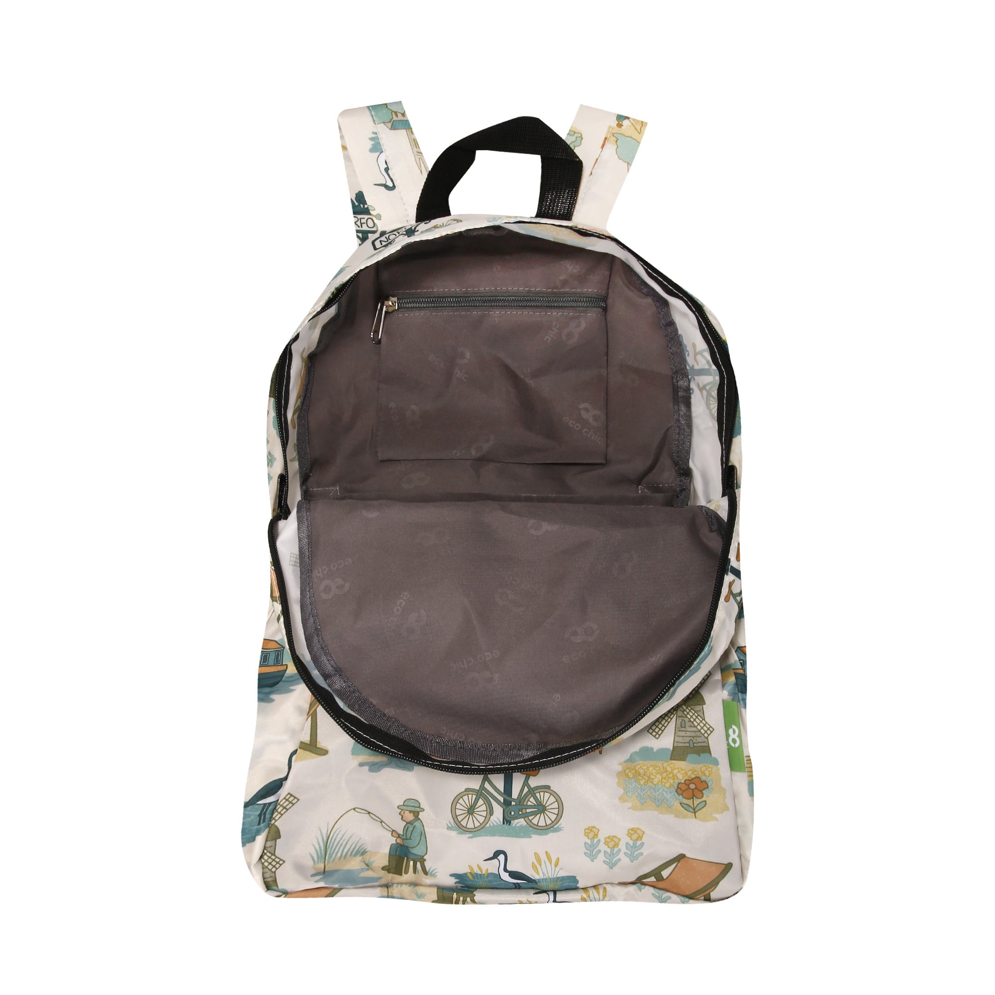 B107BG - Eco Chic Lightweight Foldable Backpack Norfolk Beige (Pack of 2)