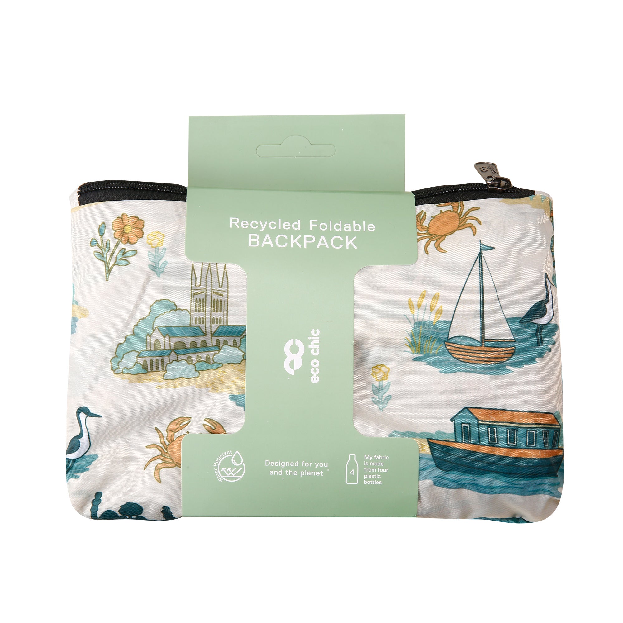 B107BG - Eco Chic Lightweight Foldable Backpack Norfolk Beige (Pack of 2)