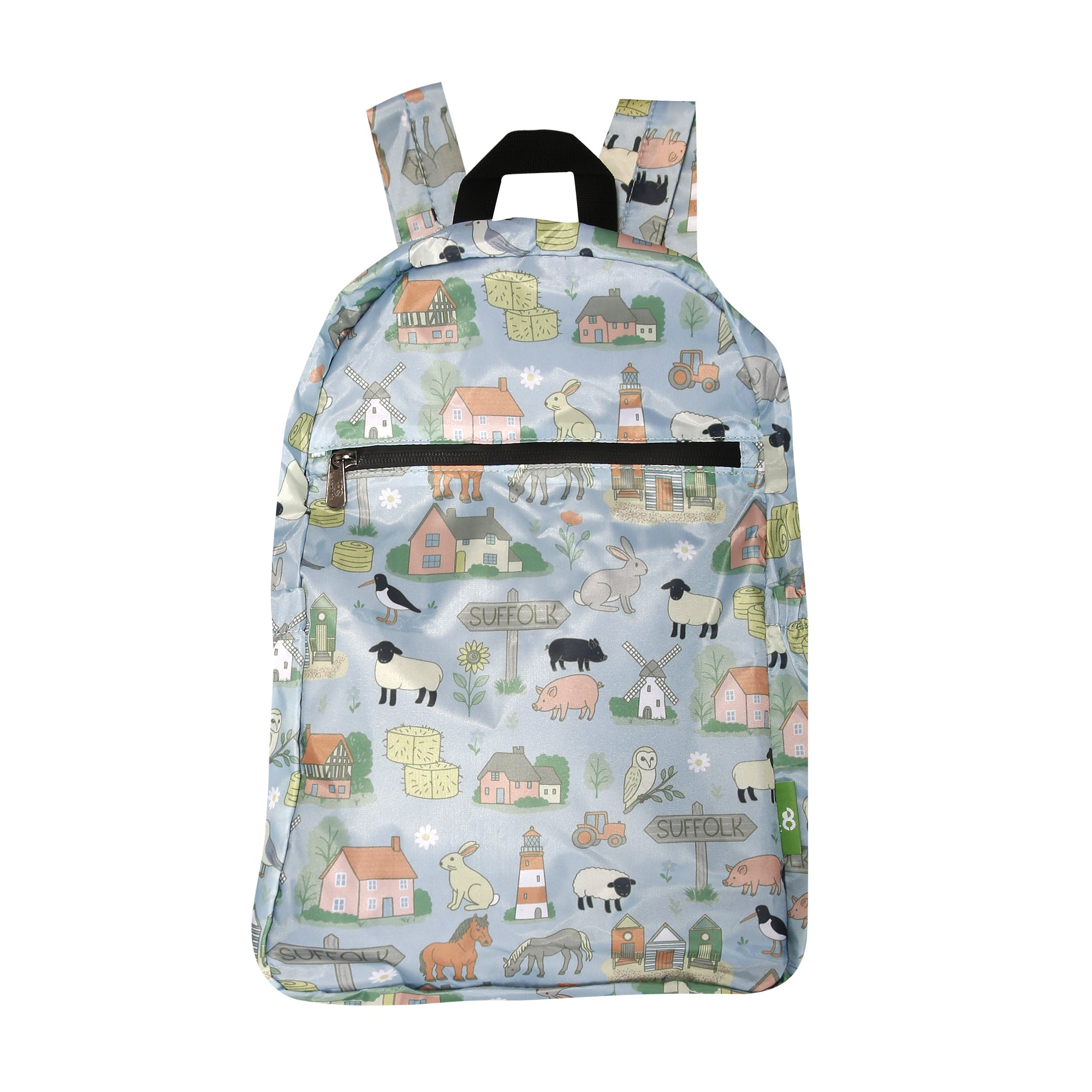 B109BU - Eco Chic Lightweight Foldable Backpack Suffolk Blue (Pack of 2)