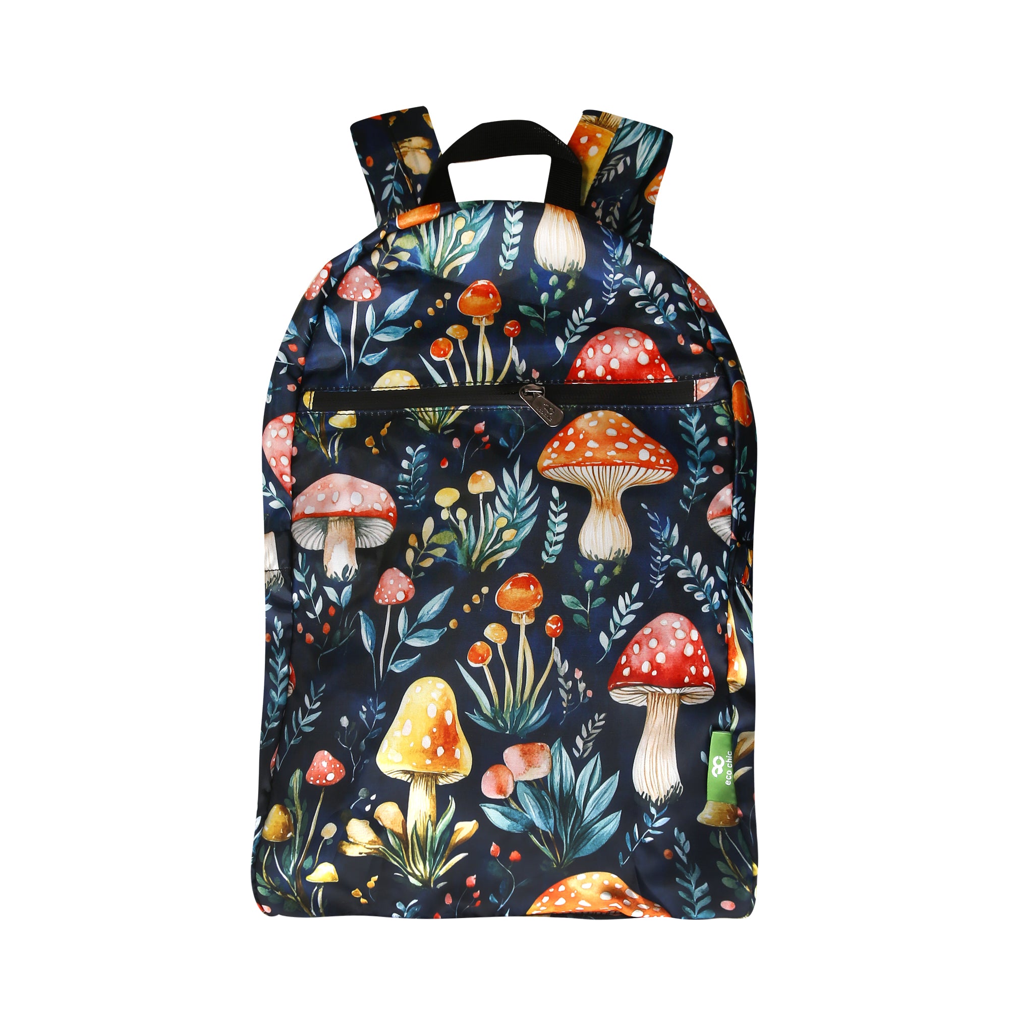 B110BK - Eco Chic Lightweight Foldable Backpack Toadstool Black (Pack of 2)