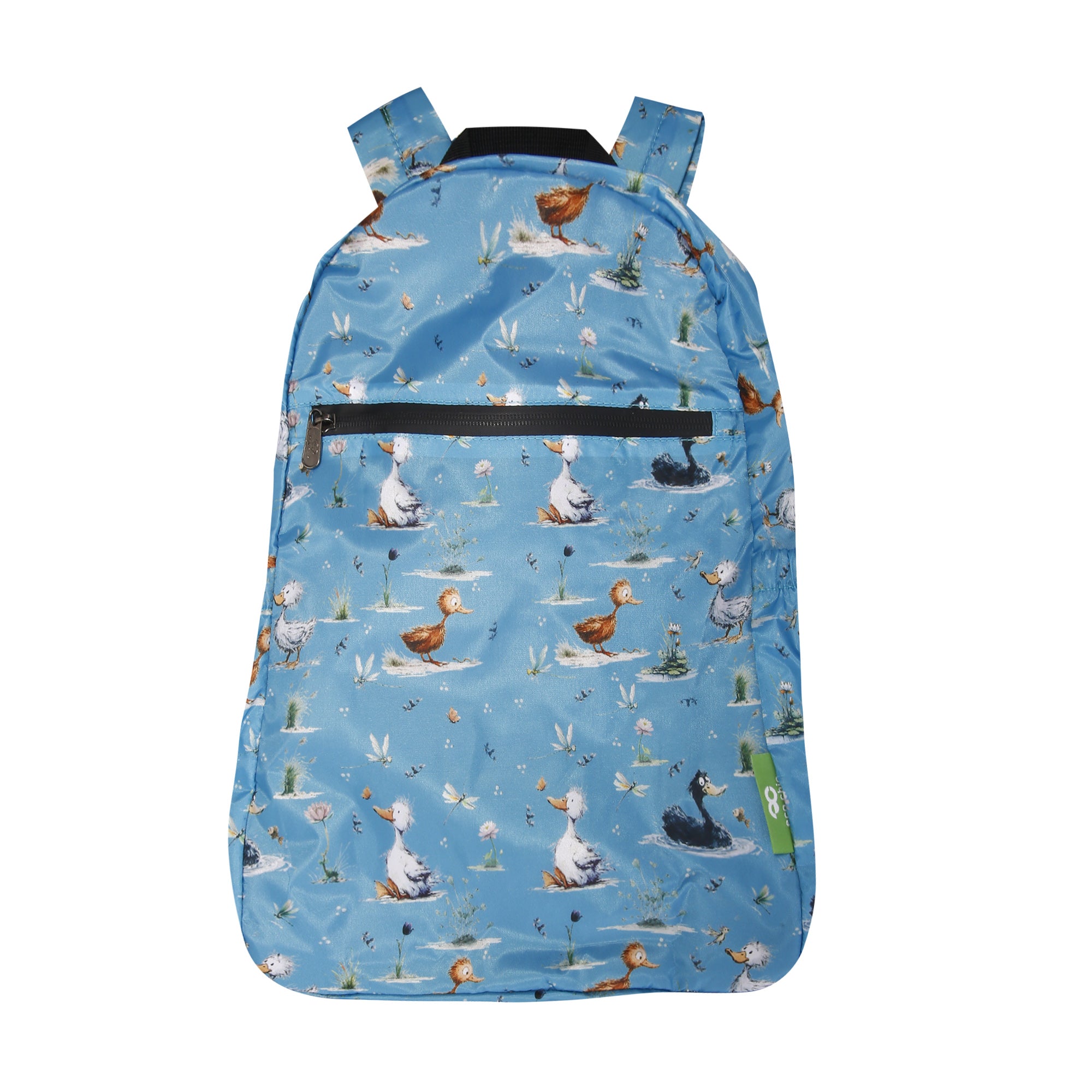 B120BU - Eco Chic Lightweight Foldable Backpack Whimsy Ducks Blue (Pack of 2)