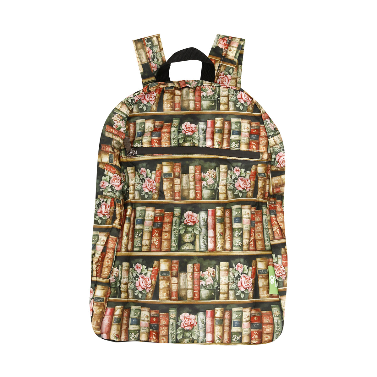 B127ME - Eco Chic Lightweight Foldable Backpack Books and Roses Multiple (Pack of 2)