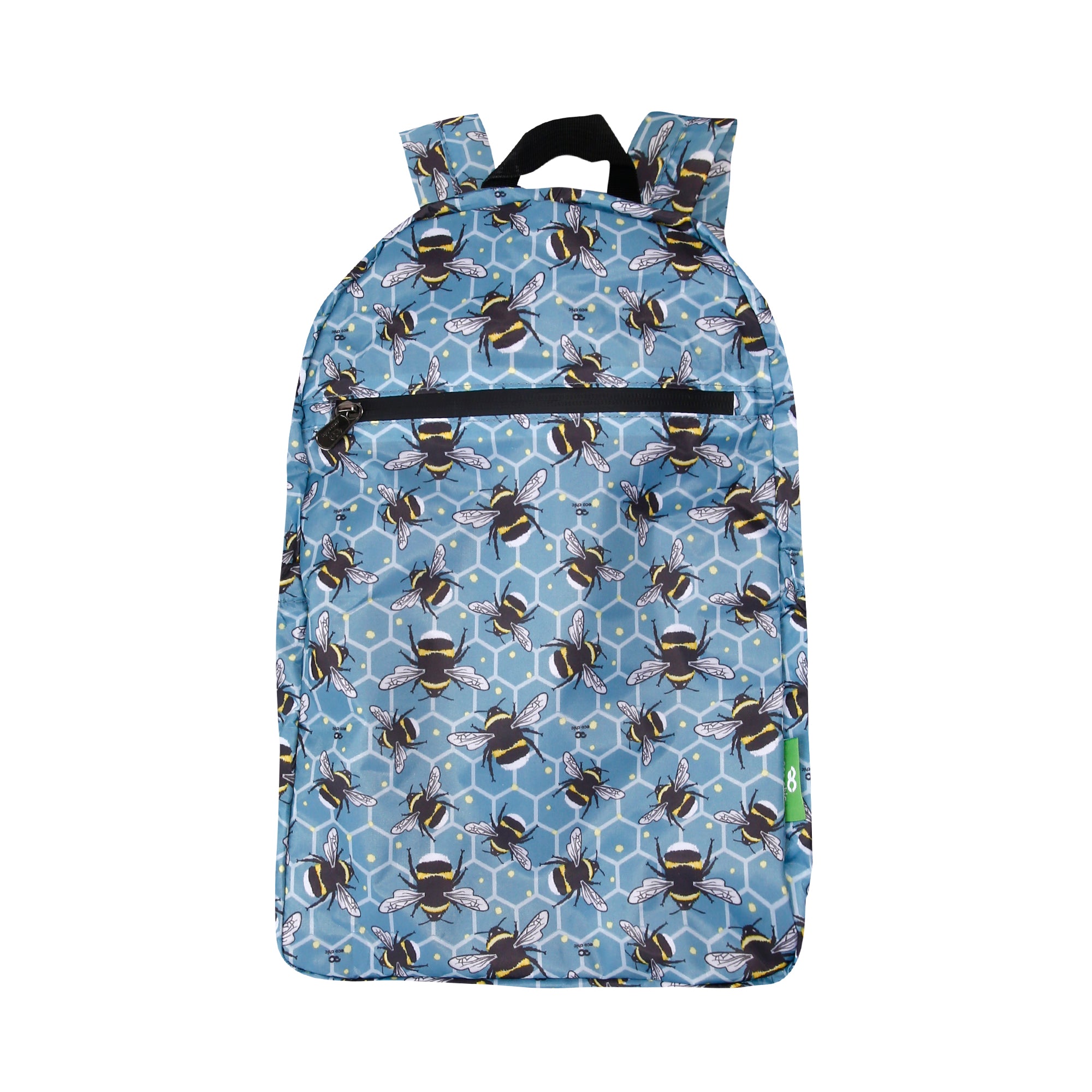 B40BU - Sac à dos pliable léger Eco Chic Bumble Bees Bleu (Lot de 2)