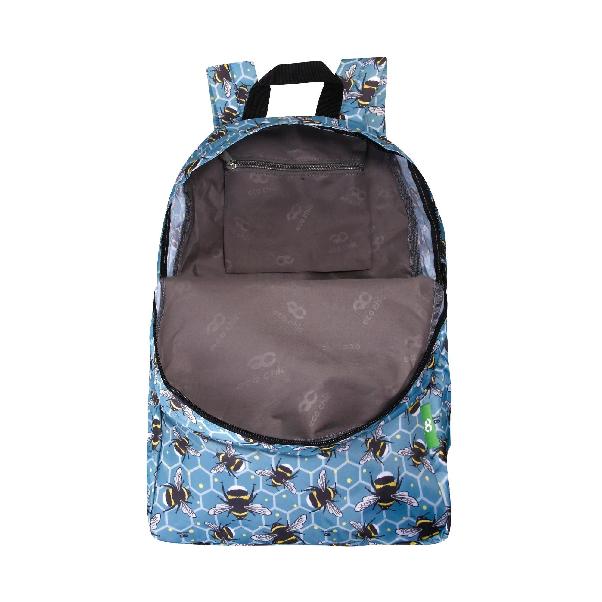 B40BU - Sac à dos pliable léger Eco Chic Bumble Bees Bleu (Lot de 2)