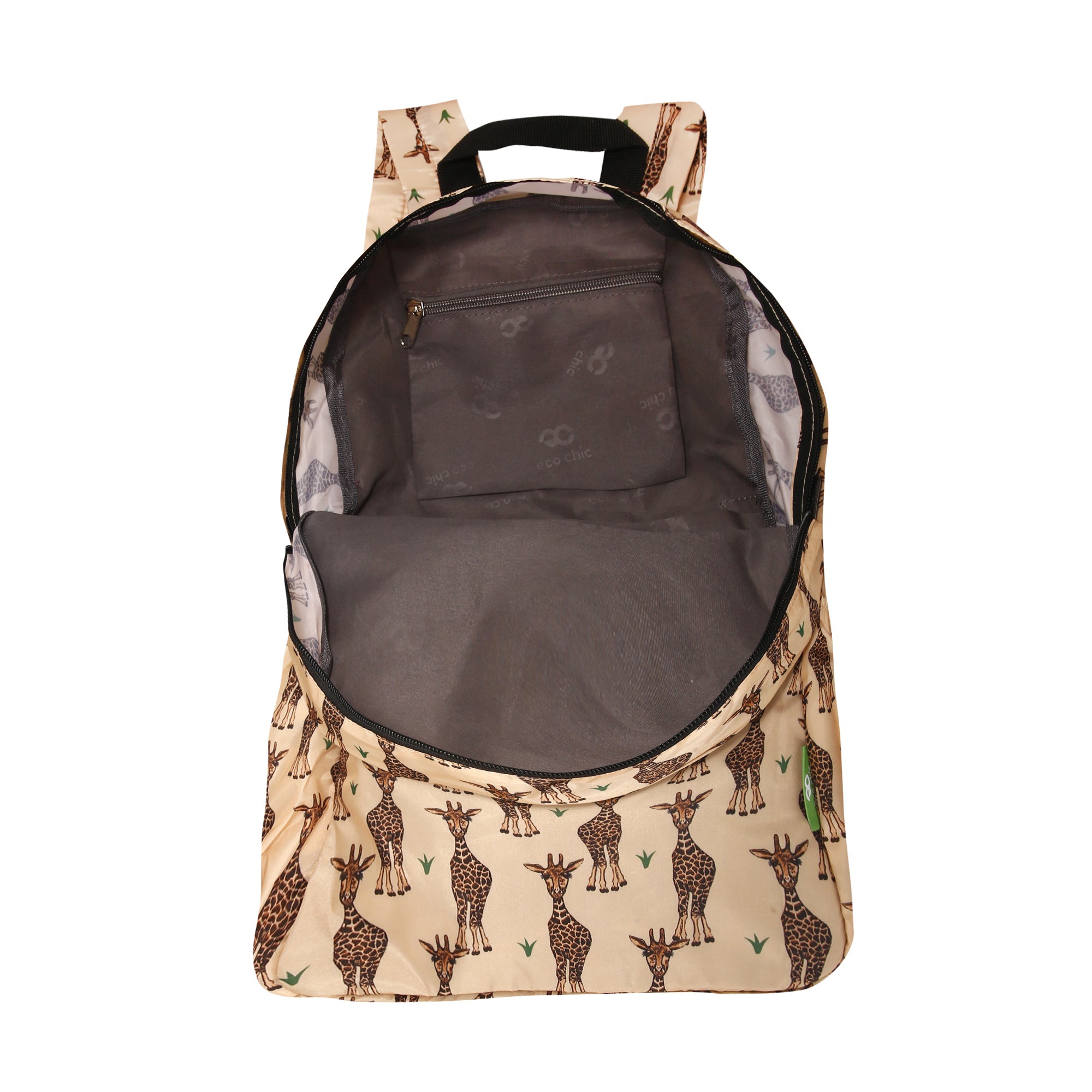 B54BG - Sac à dos pliable léger Eco Chic Girafes Beige (Lot de 2)
