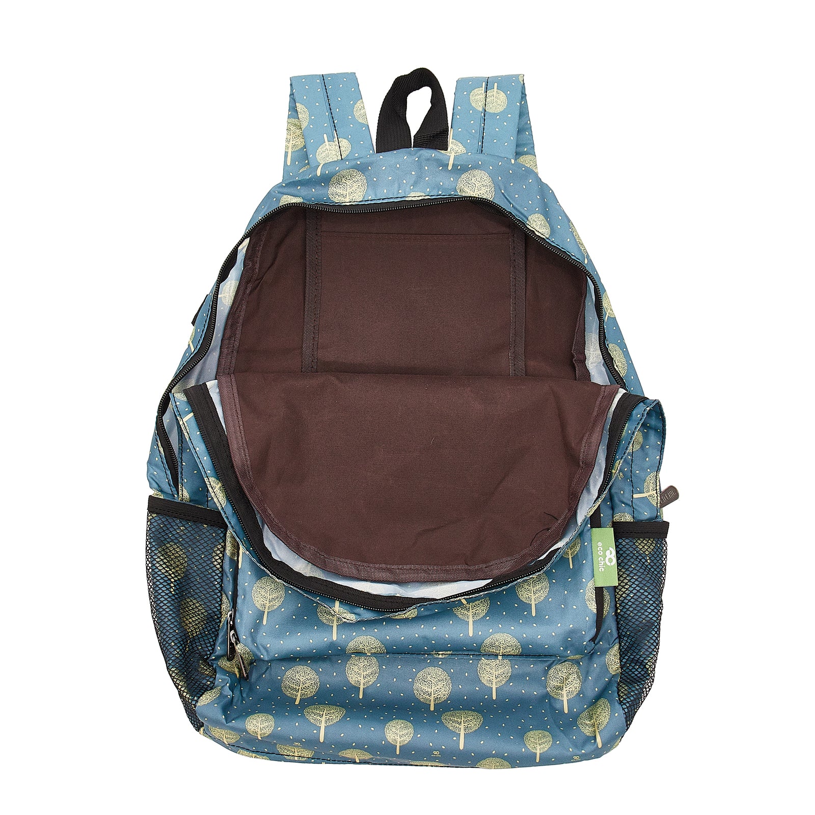 B56BU - Eco Chic Lightweight Foldable Backpack Tree of Life Blue (Pack of 2)