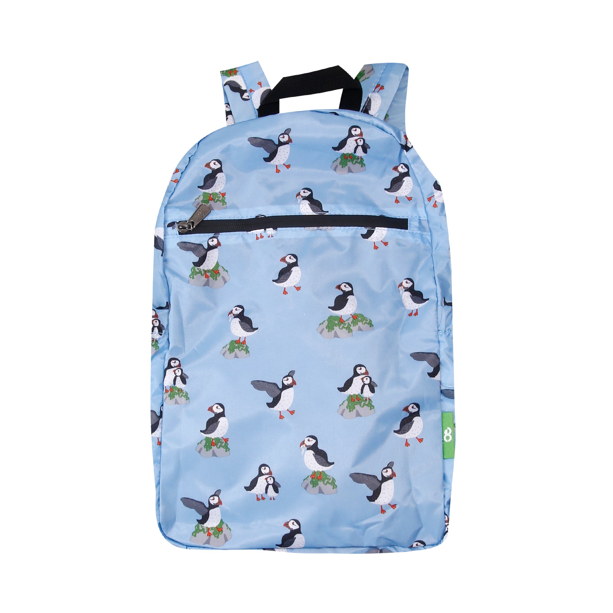 B78BU - Sac à dos pliable léger Eco Chic Multi Puffin Blue (lot de 2)