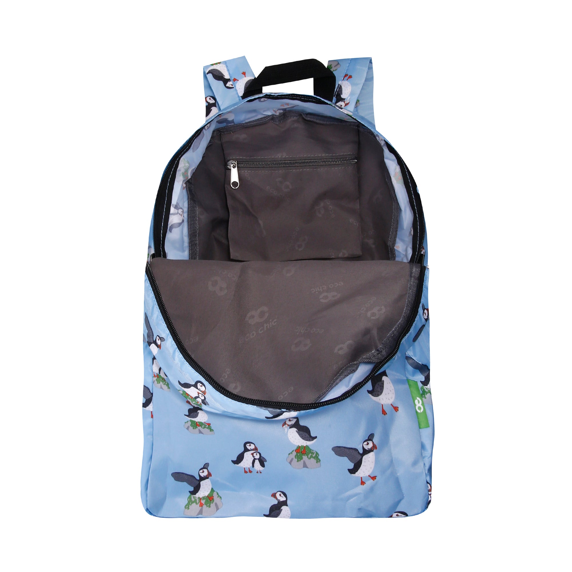 B78BU - Sac à dos pliable léger Eco Chic Multi Puffin Blue (lot de 2)