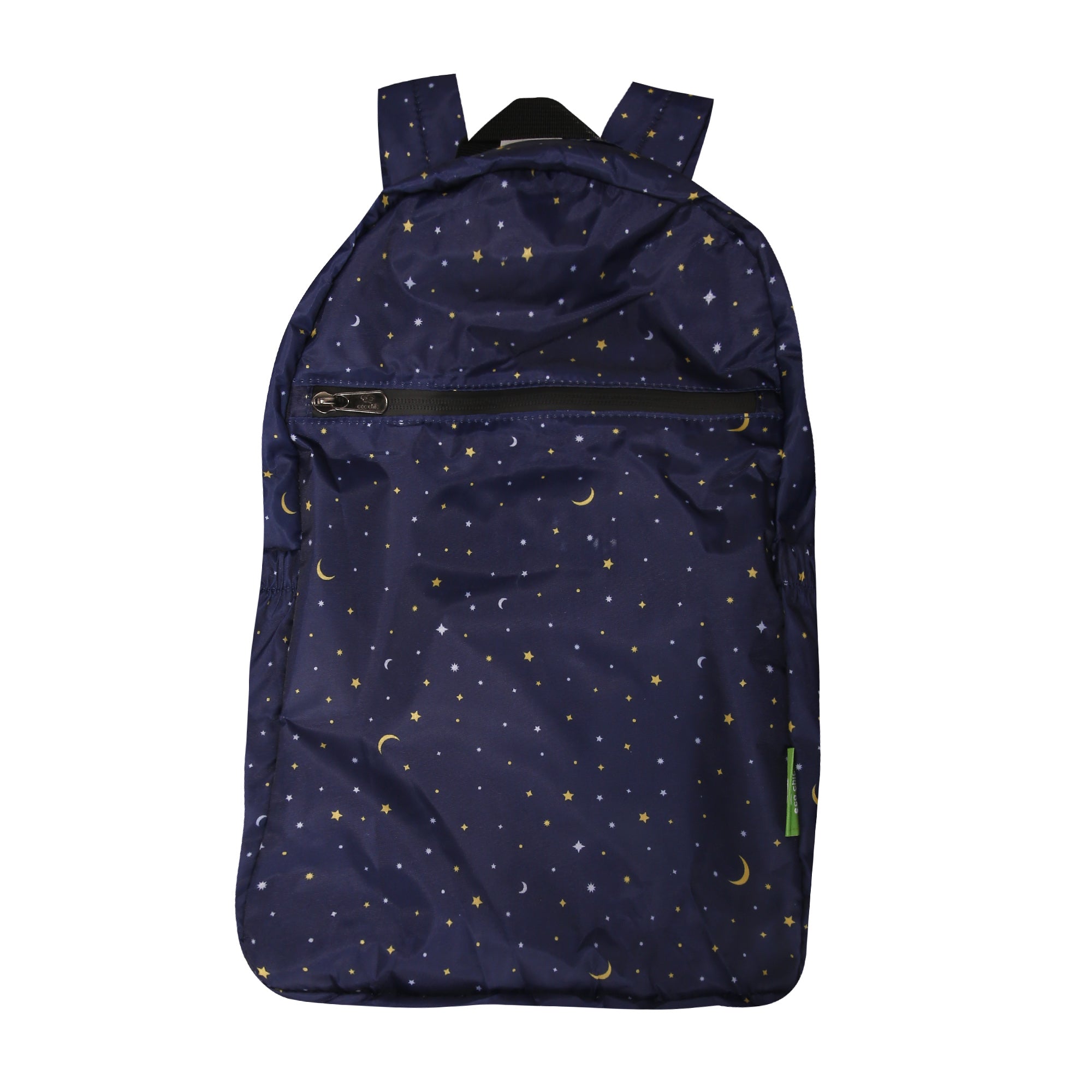 B79NY - Sac à dos pliable léger Eco Chic Étoiles et Lunes Bleu marine (Lot de 2)