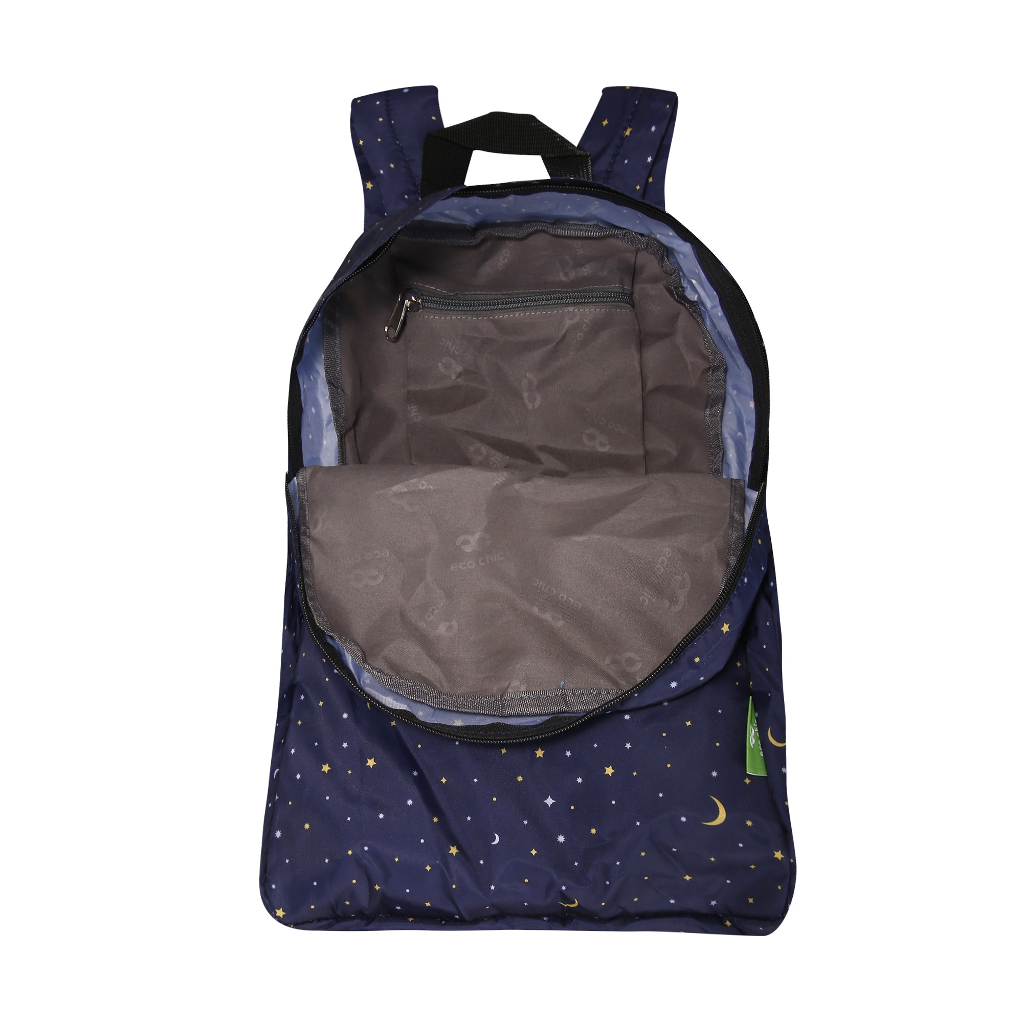B79NY - Sac à dos pliable léger Eco Chic Étoiles et Lunes Bleu marine (Lot de 2)