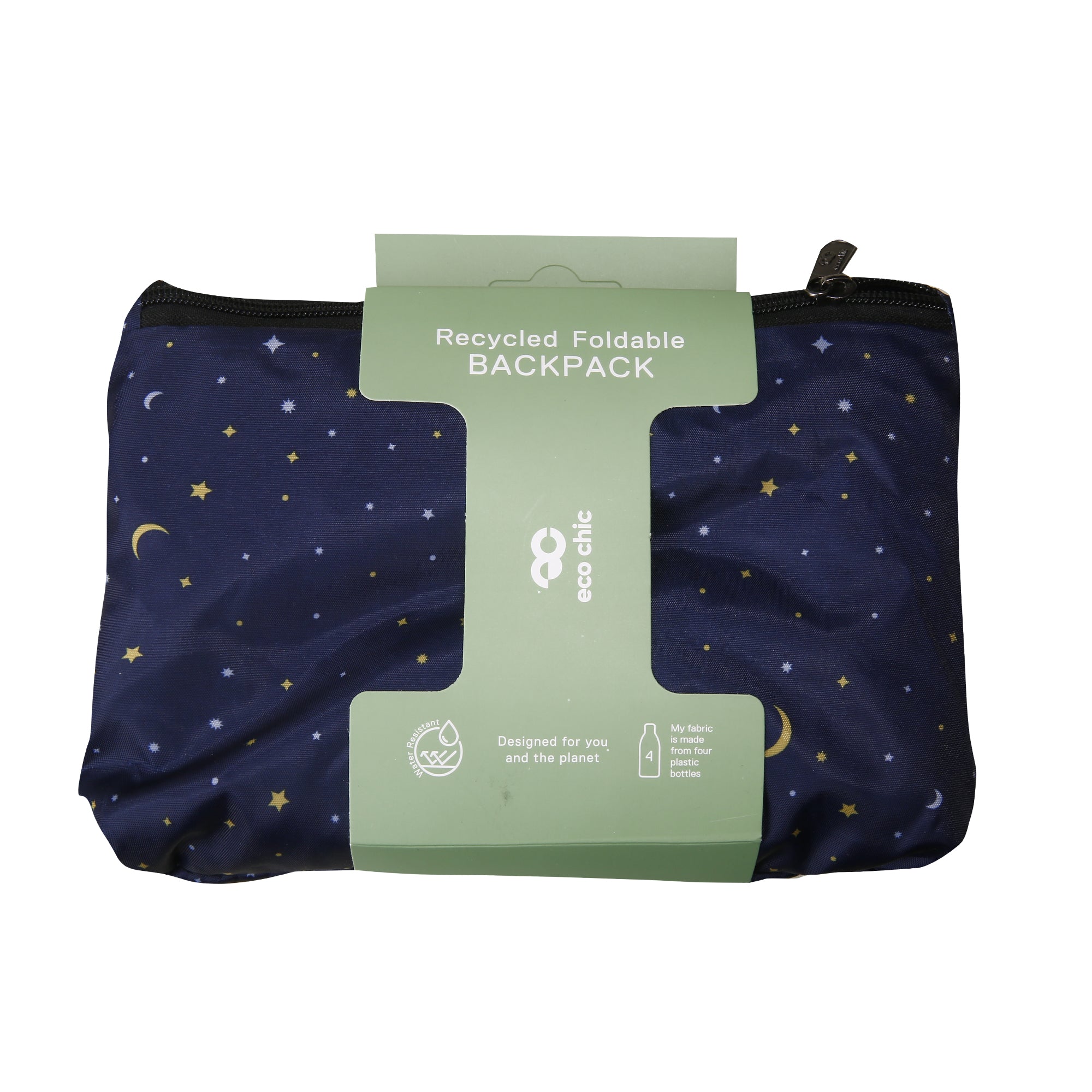 B79NY - Eco Chic Lightweight Foldable Backpack Stars and Moons Navy (Pack of 2)