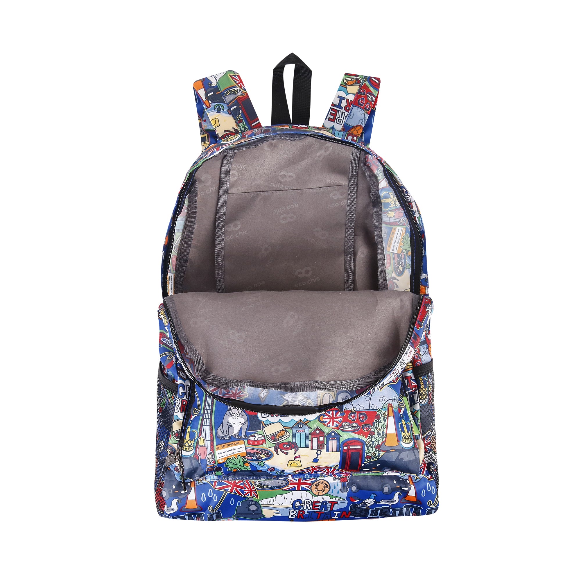 B94NY - Eco Chic Lightweight Foldable Backpack Great Britain Navy (Pack of 2)