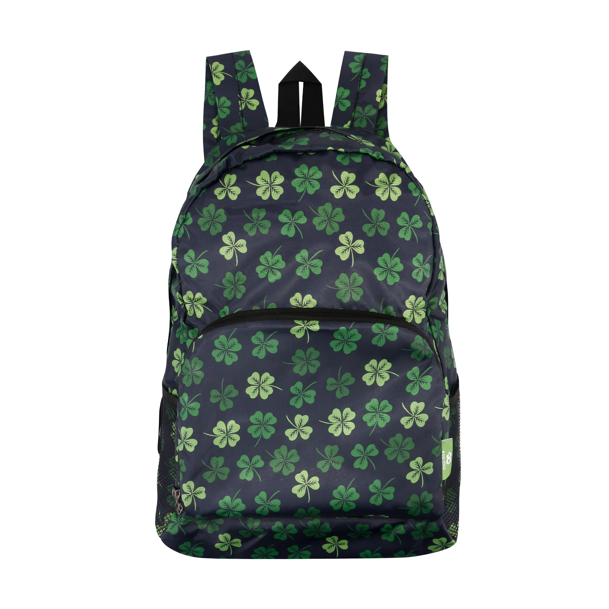 B95BK - Eco Chic Lightweight Foldable Backpack Shamrock Black (Pack of 2)