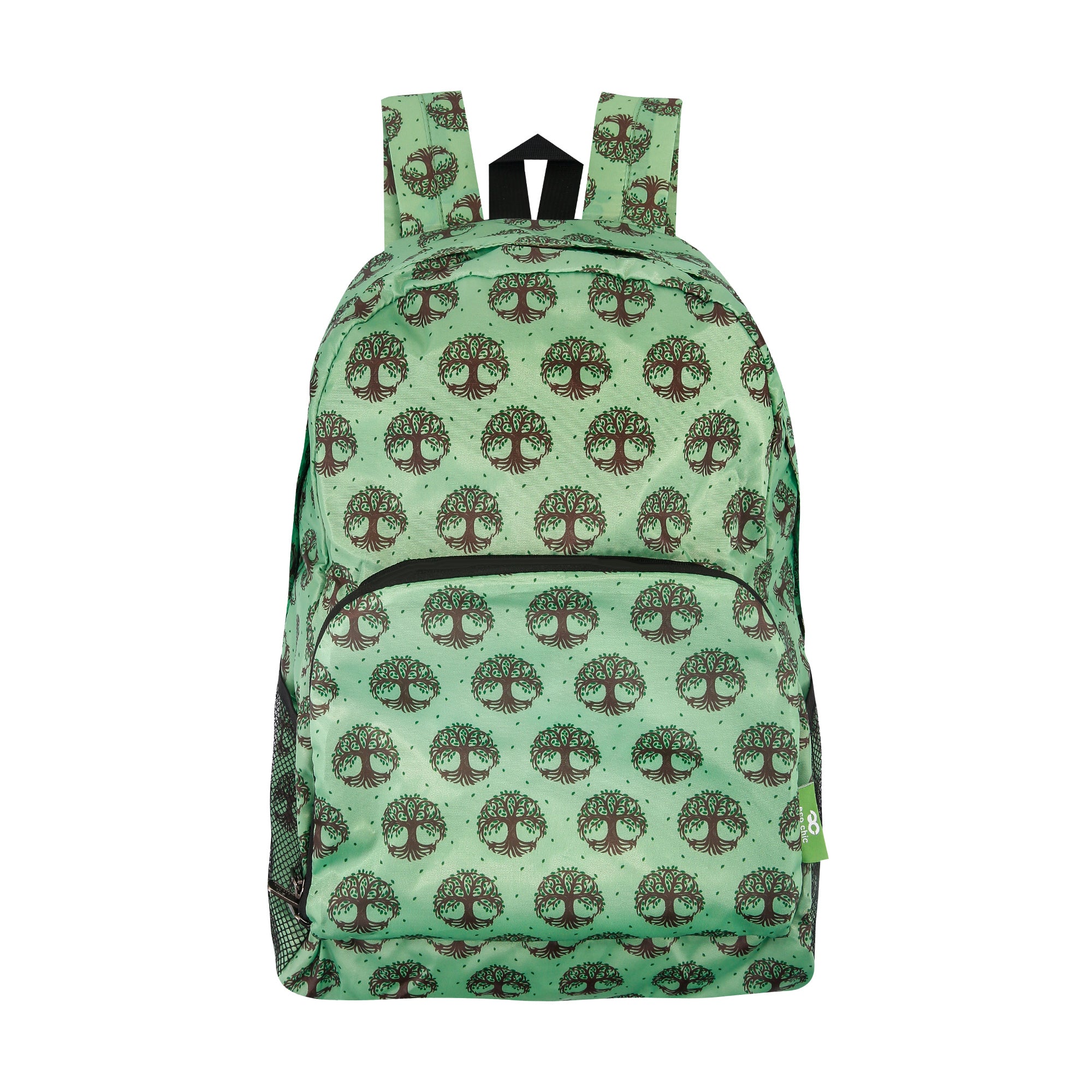 B96GN - Eco Chic Lightweight Foldable Backpack New Tree of Life Green (Pack of 2)