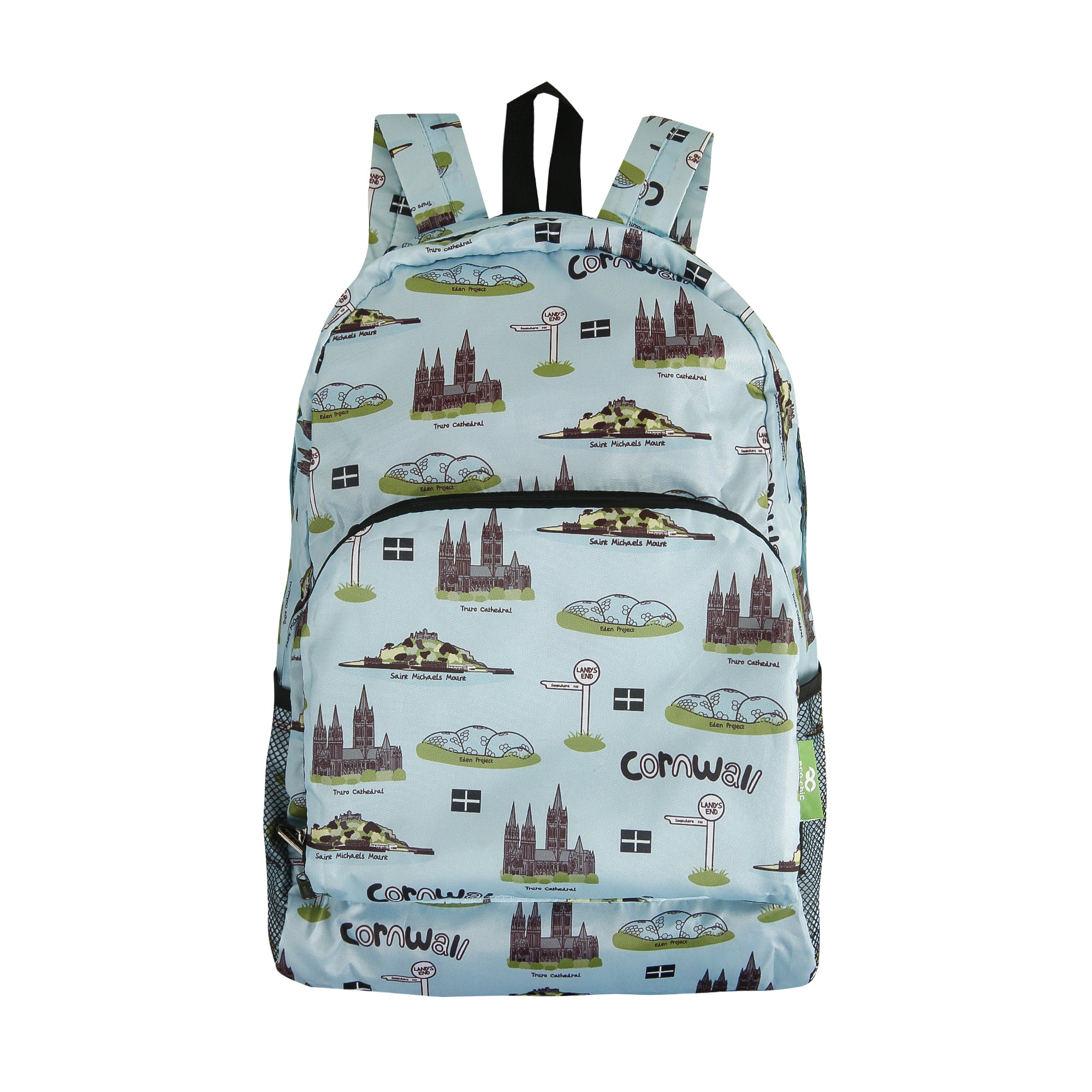 B99BU - Eco Chic Lightweight Foldable Backpack Cornwall Blue (Pack of 2)