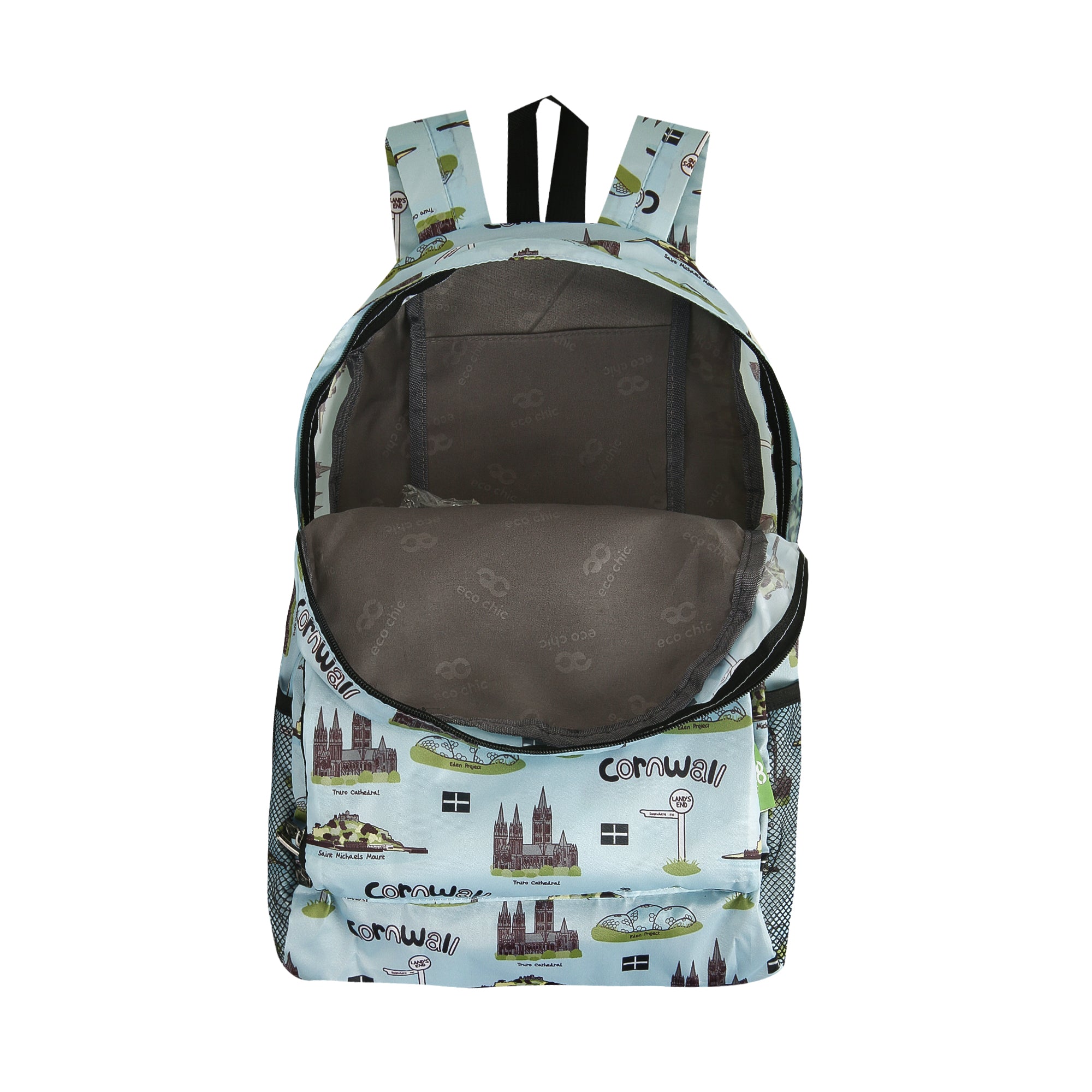 B99BU - Eco Chic Lightweight Foldable Backpack Cornwall Blue (Pack of 2)