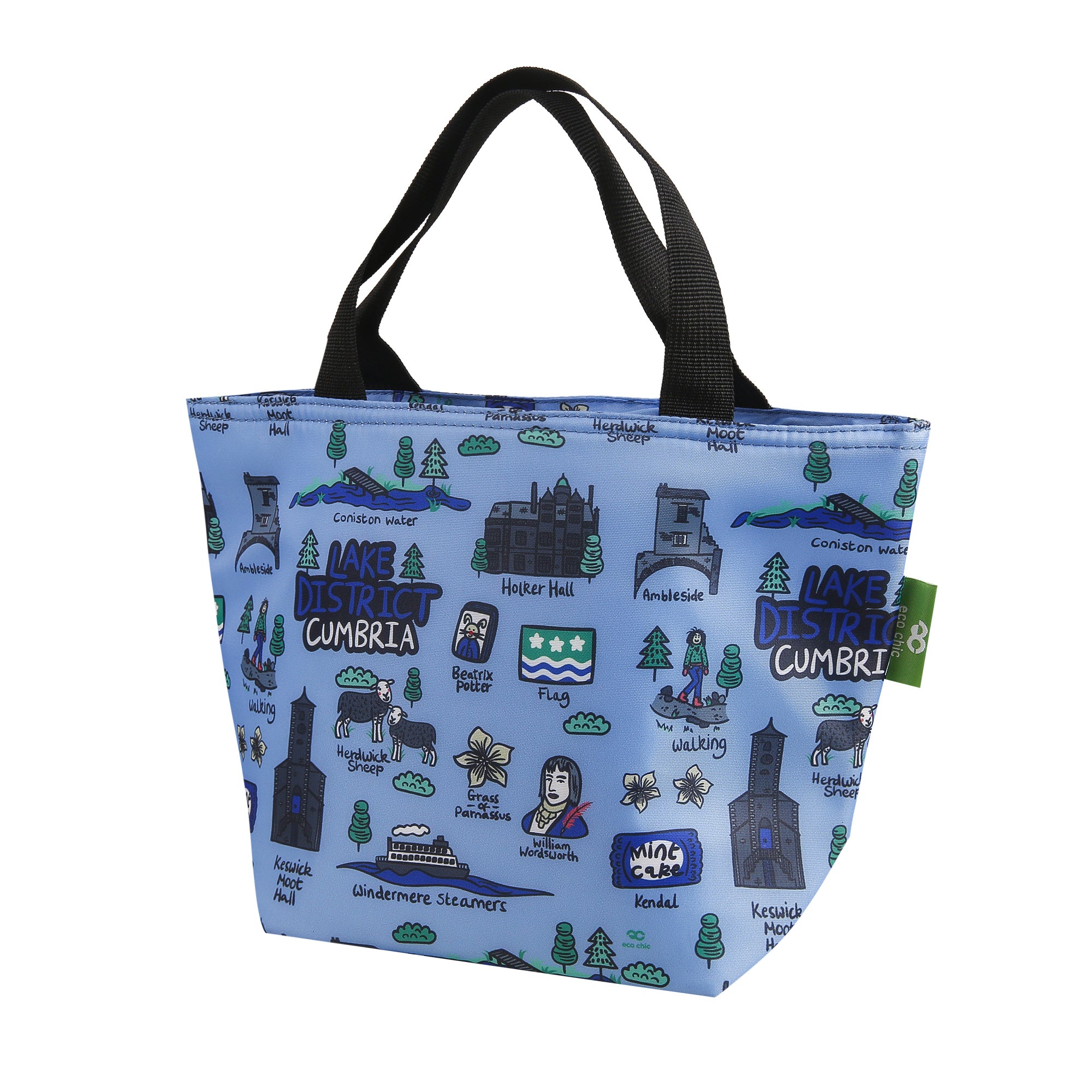 C100BU - Eco Chic Lightweight Foldable Lunch Bag Cumbria Blue (Pack of 2)