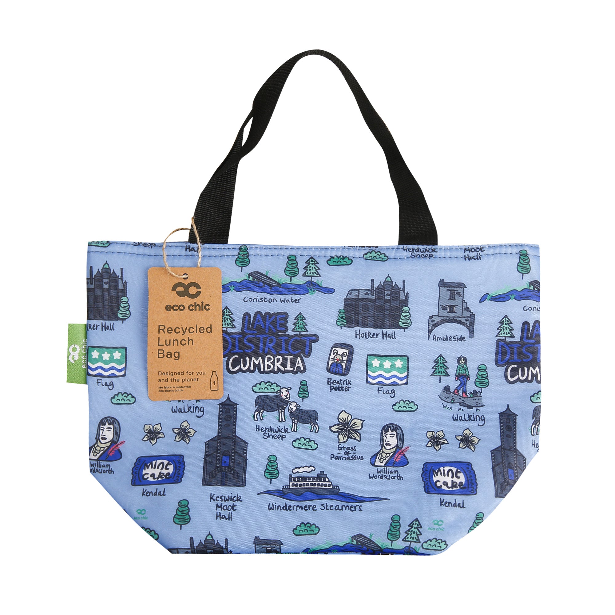 C100BU - Eco Chic Lightweight Foldable Lunch Bag Cumbria Blue (Pack of 2)