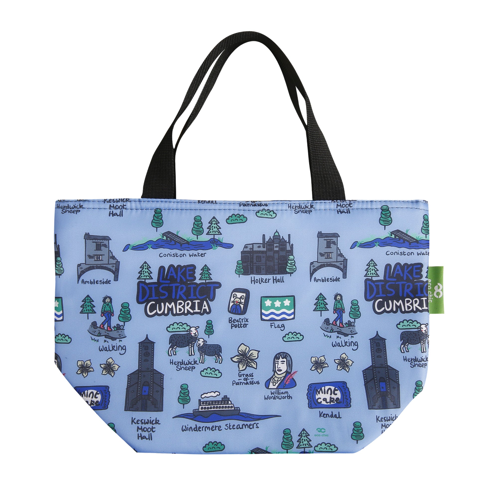 C100BU - Eco Chic Lightweight Foldable Lunch Bag Cumbria Blue (Pack of 2)