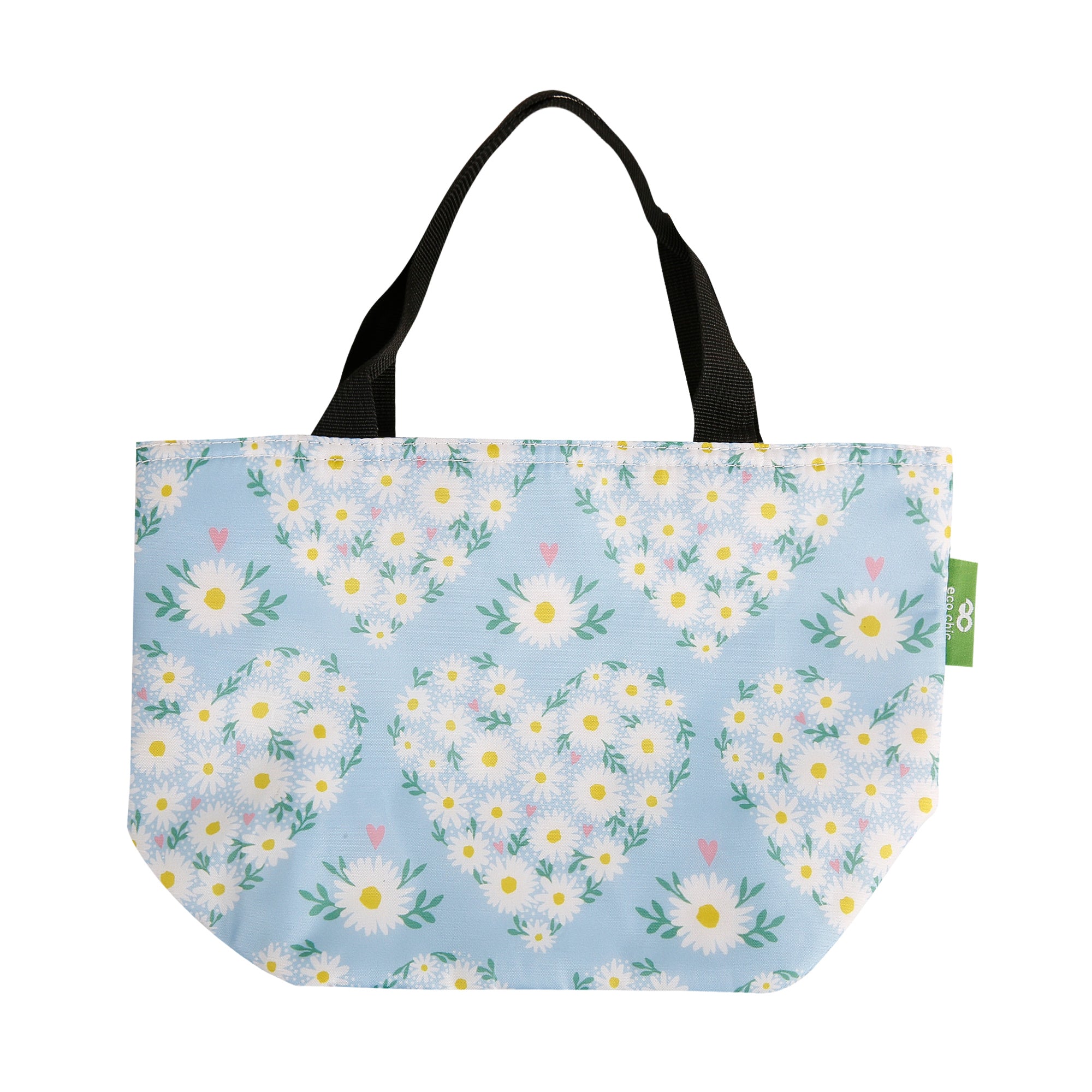 C102BU - Eco Chic Lightweight Foldable Lunch Bag Daisy Hearts Blue (Pack of 2)
