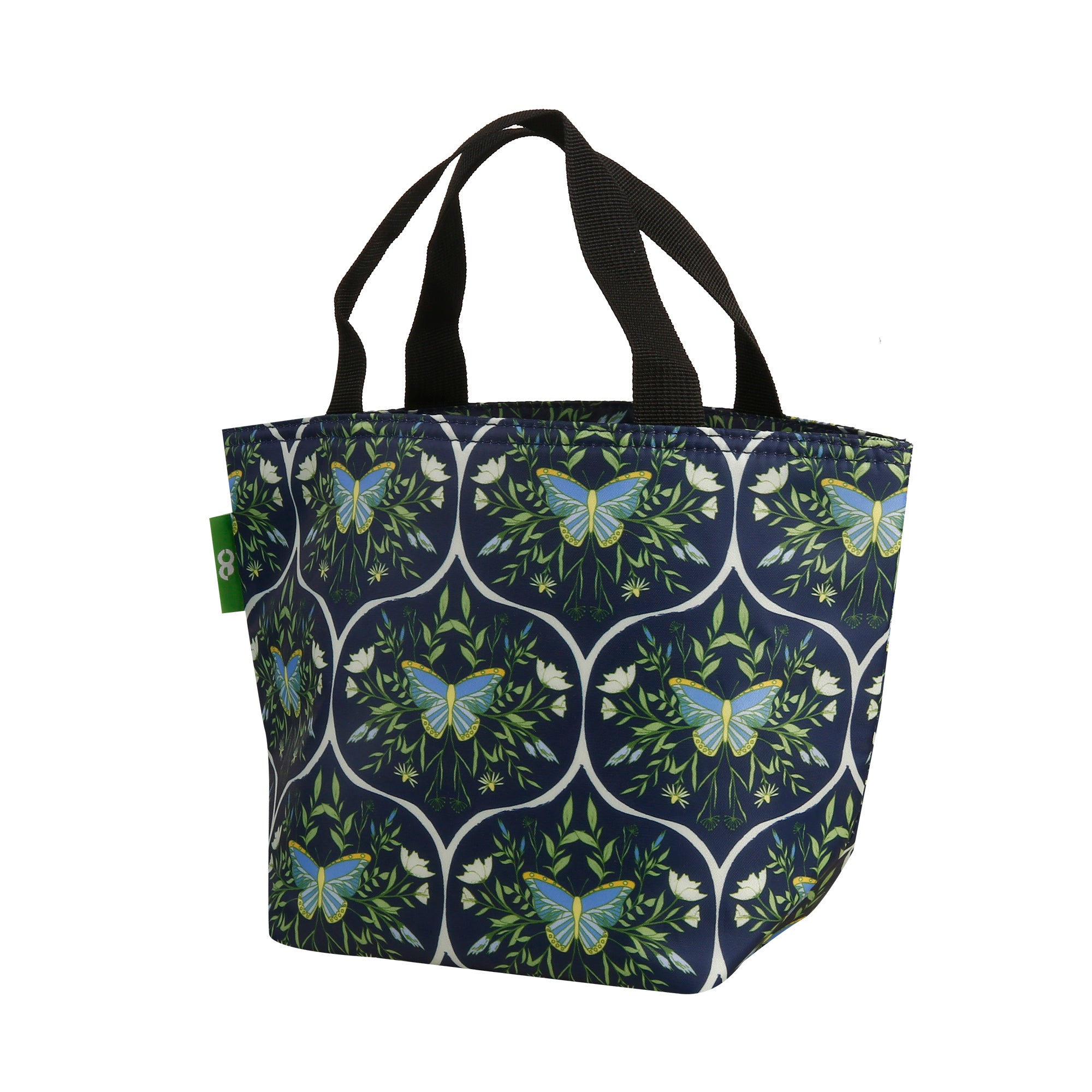 C103NY - Eco Chic Lightweight Foldable Lunch Bag Butterflies Navy (Pack of 2)